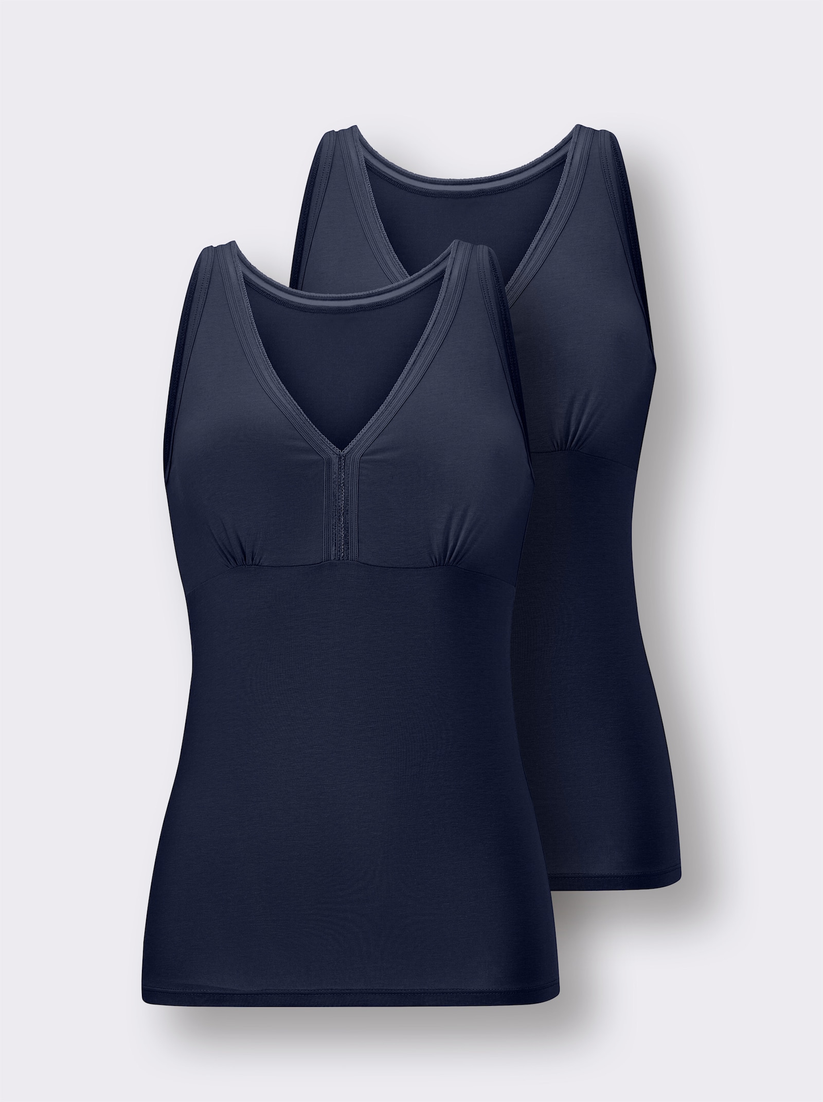 wäschepur BH-linne med elastiskt dekorband - marin