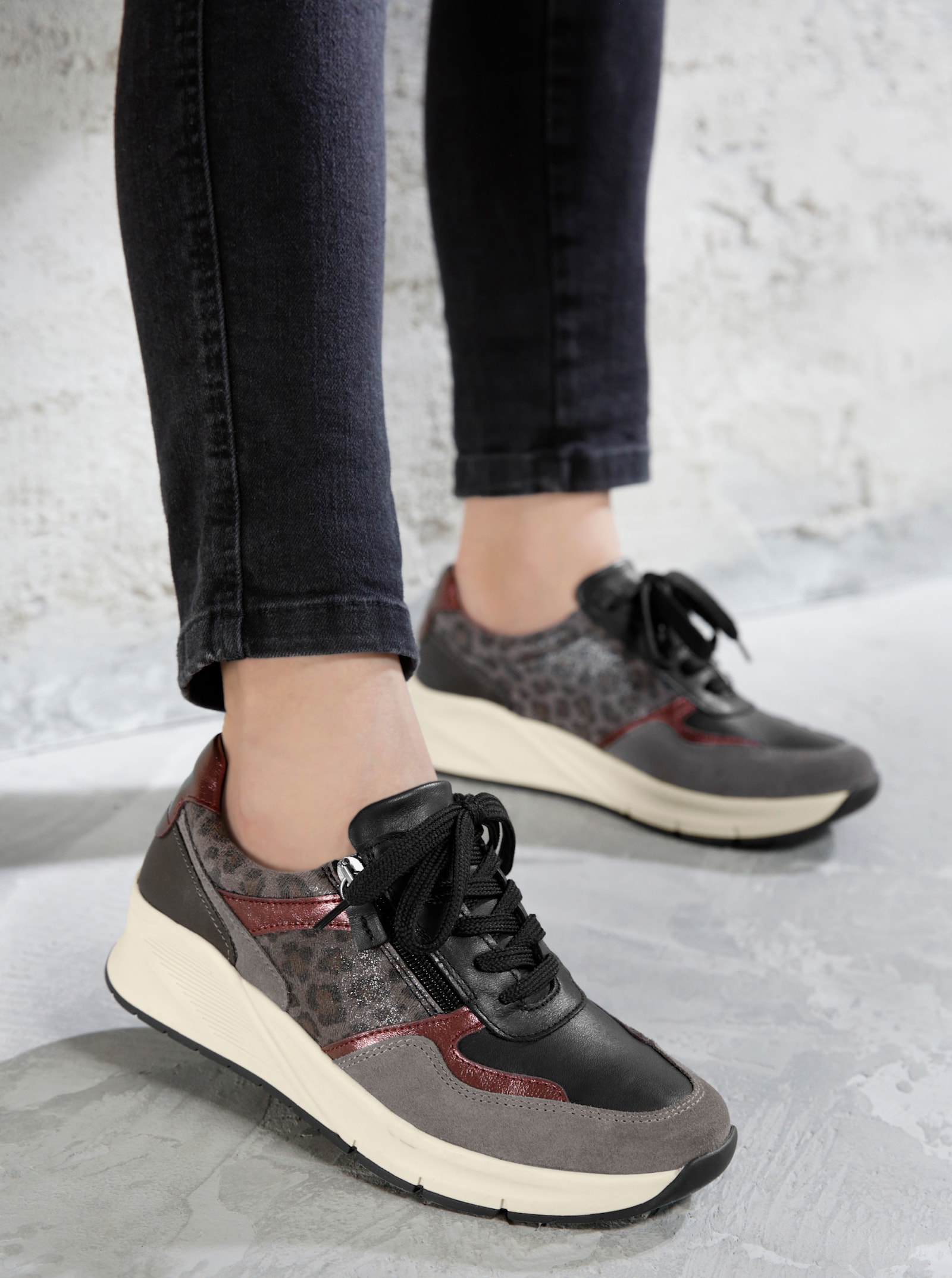 heine Sneaker - grau-schwarz-bordeaux