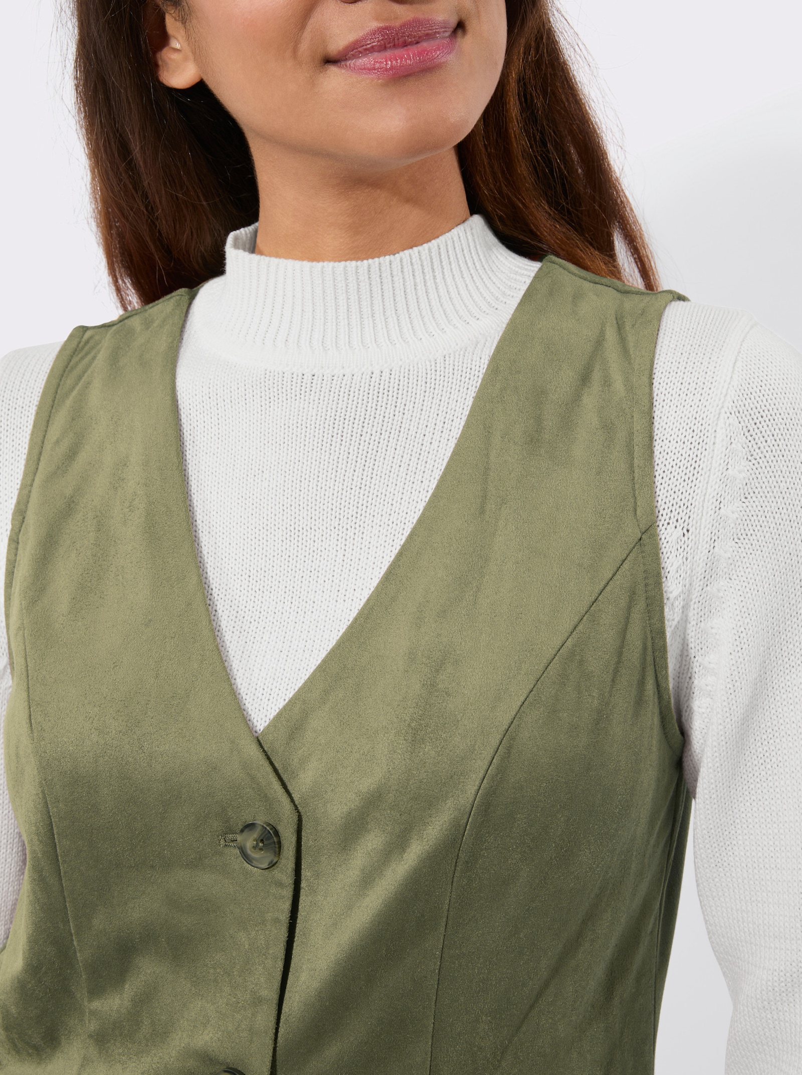 Lederimitatweste mit V-Ausschnitt - schilf