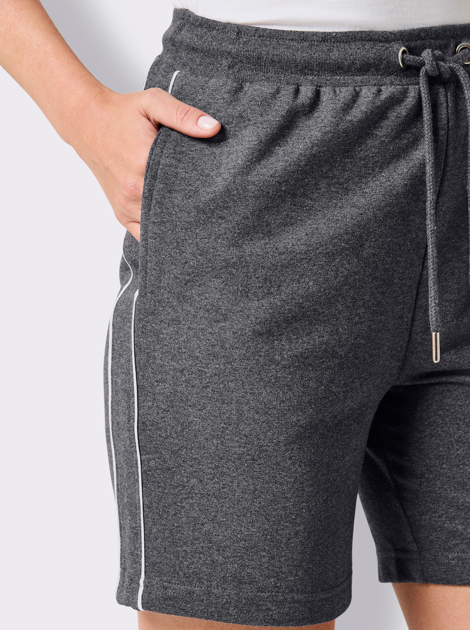 feel good Hose kurz - anthrazit-meliert-weiß