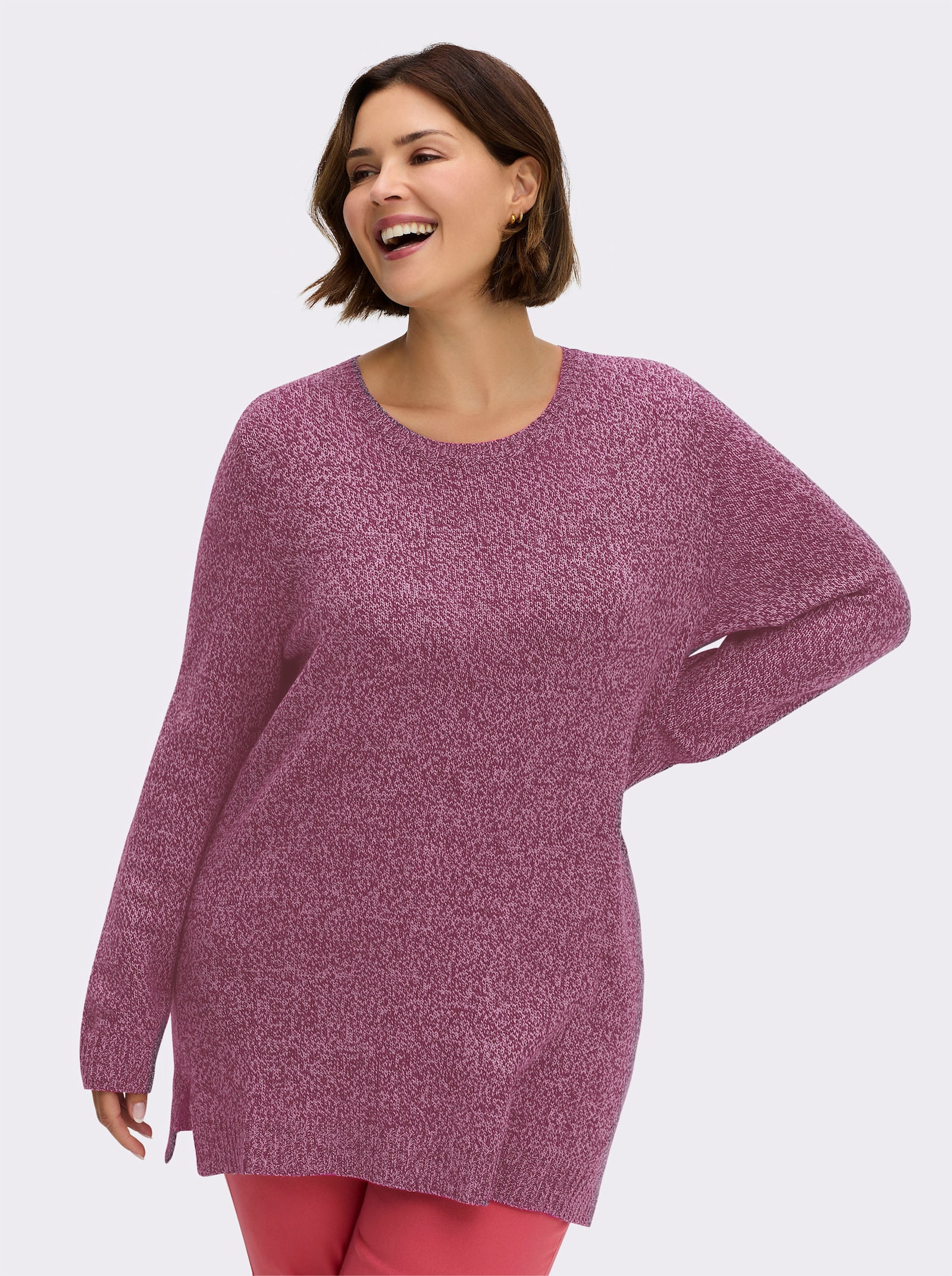 Longpullover aus Melange-Garn - malve-meliert