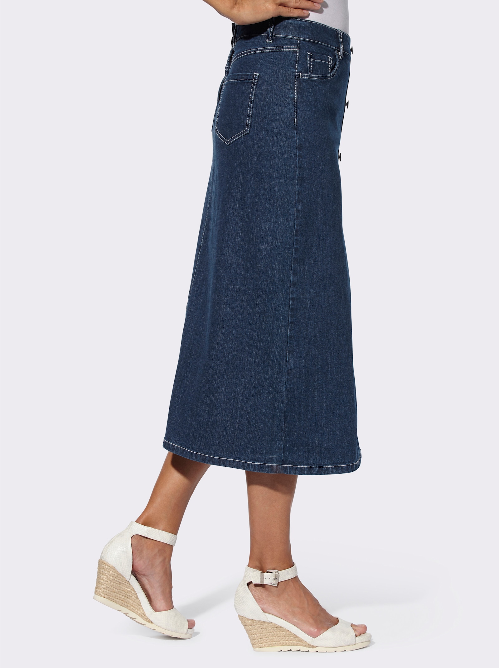 Jeansrock mit Zierknopfleiste - blue-stone-washed