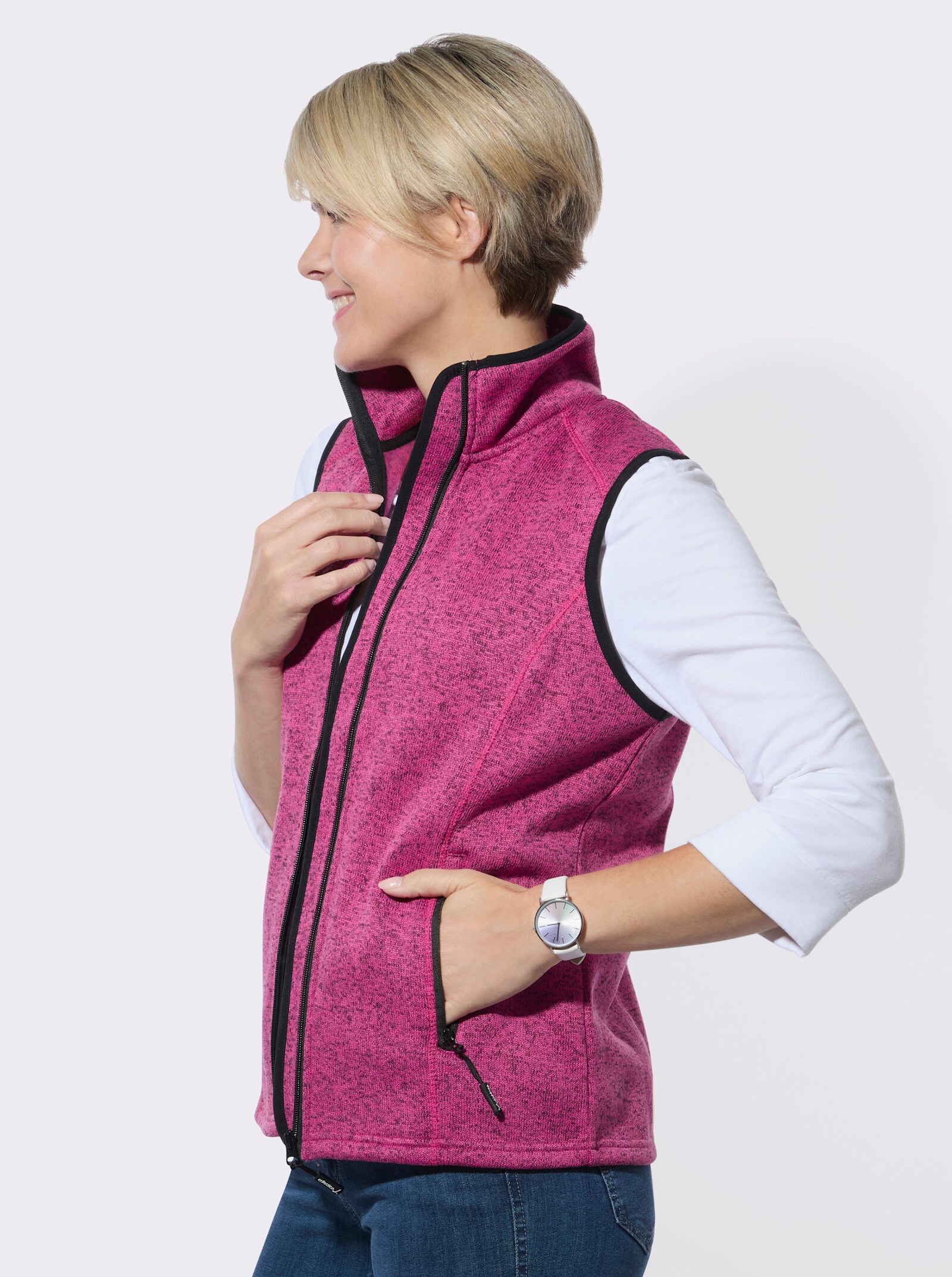 Fleeceweste mit Antipilling-Ausrüstung - fuchsia-meliert