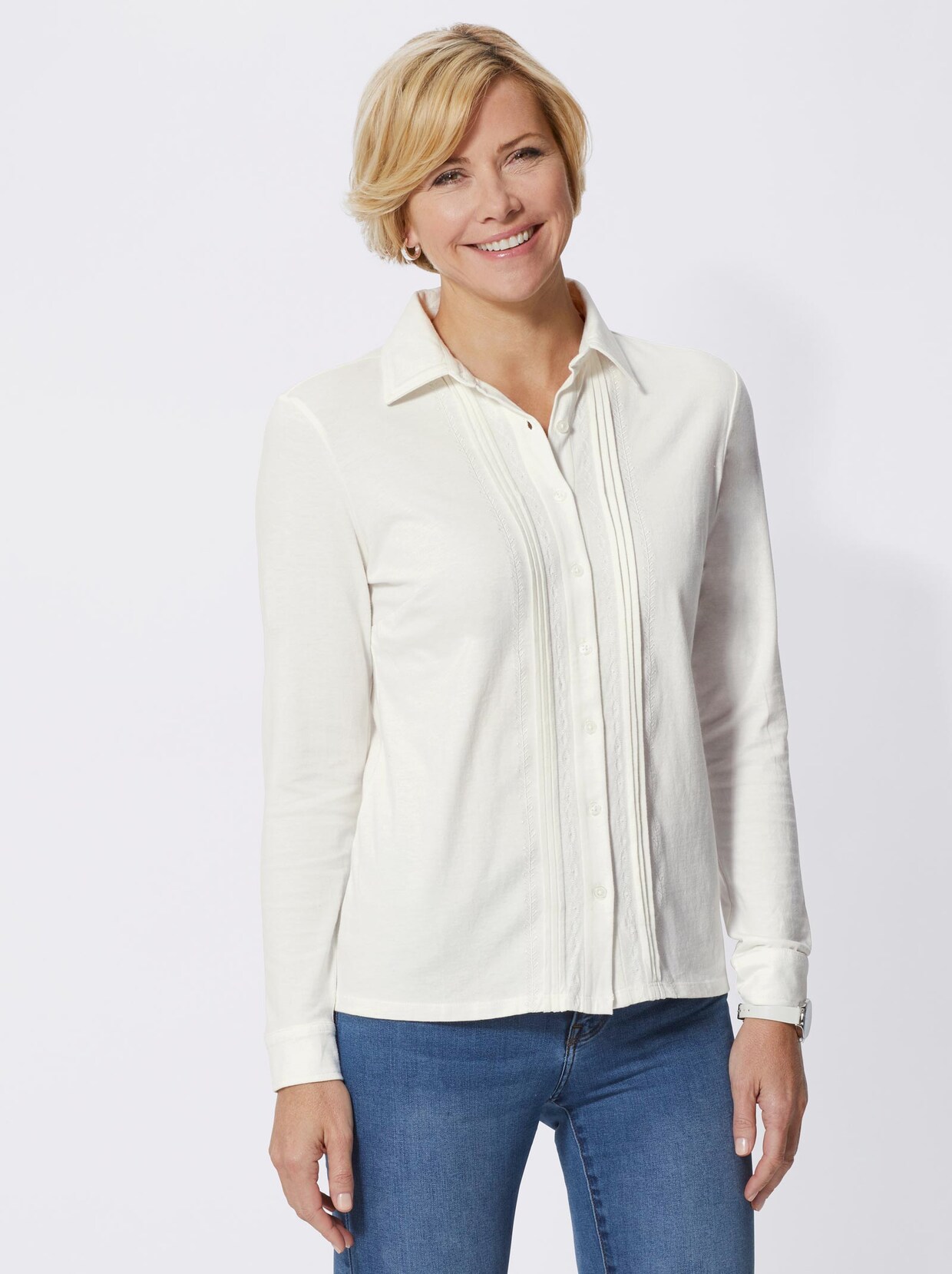 Jersey-Bluse - ecru