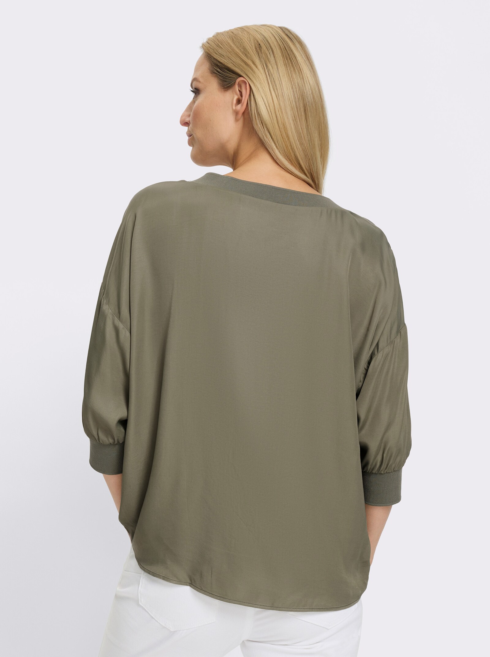 heine Satinbluse mit 3/4-Arm - khaki