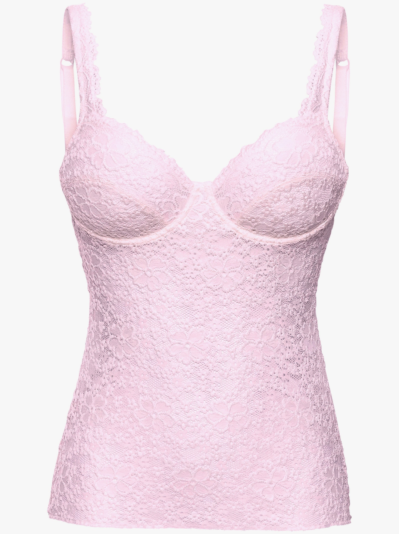 Nina von C. BH-Hemd aus transparenter Spitze vornee - rosé