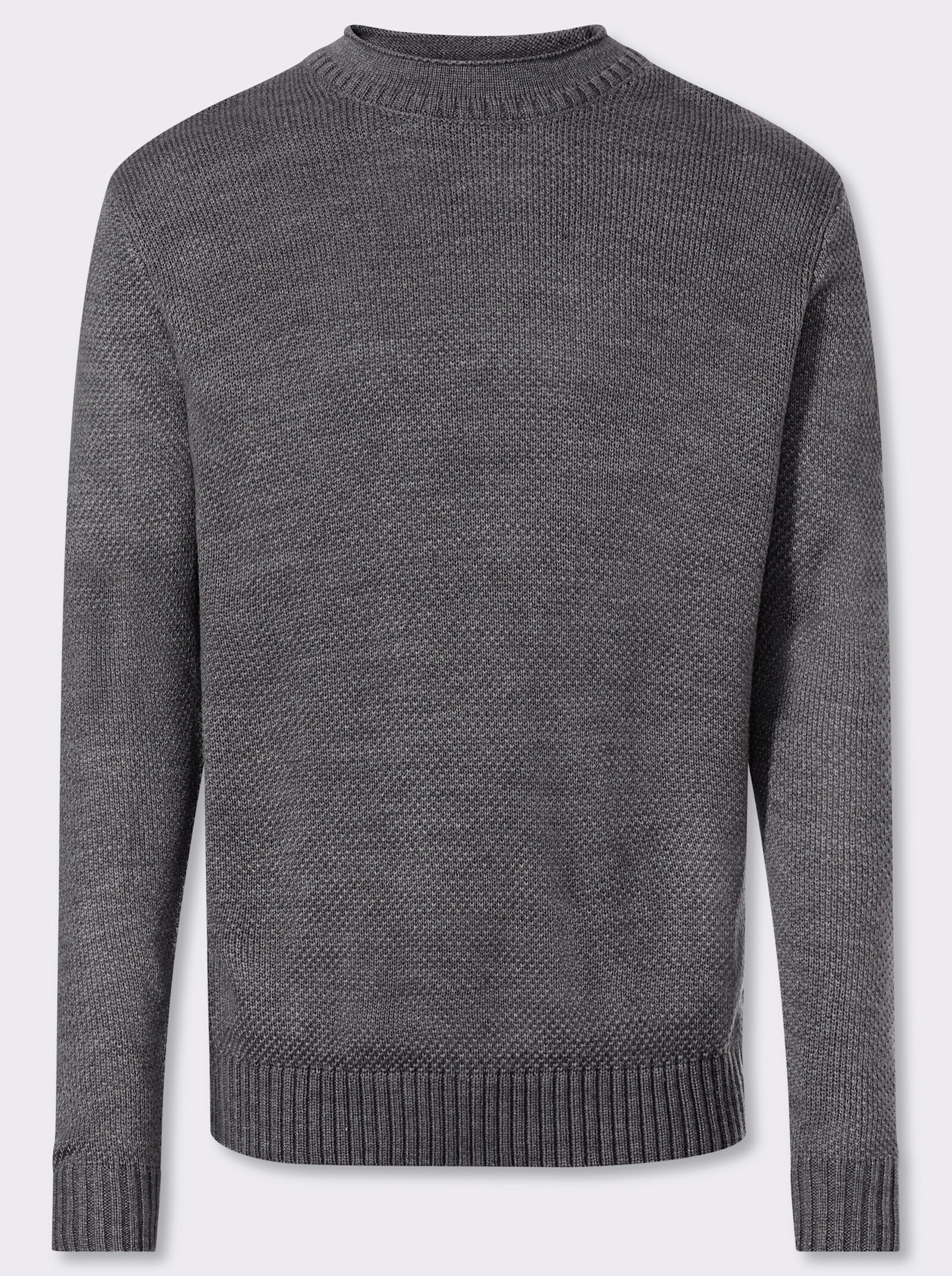 Catamaran Rundhalspullover mit Struktur-Strickmuster - anthrazit-meliert