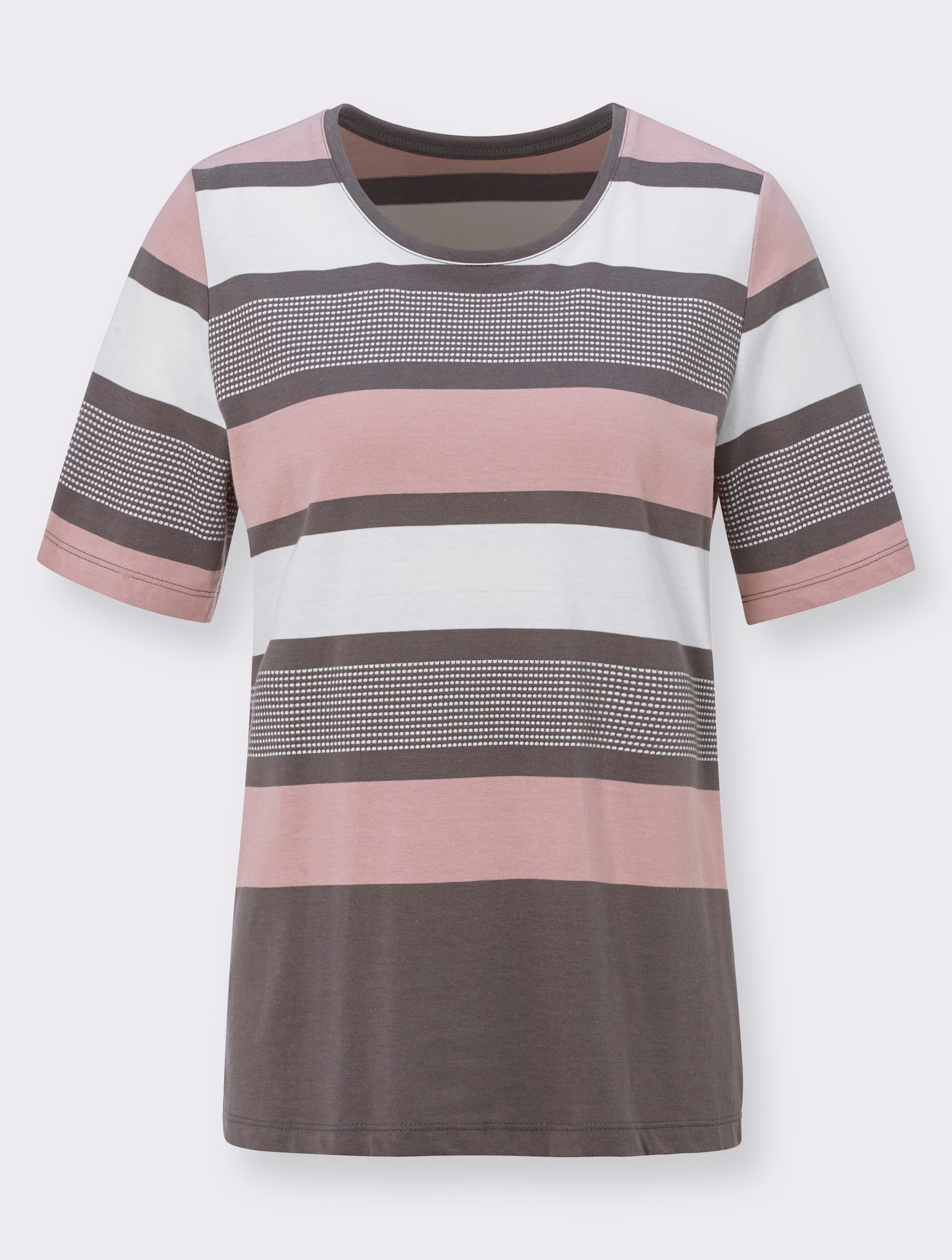 Rundhalsshirt in Blockstreifen - hortensie-geringelt