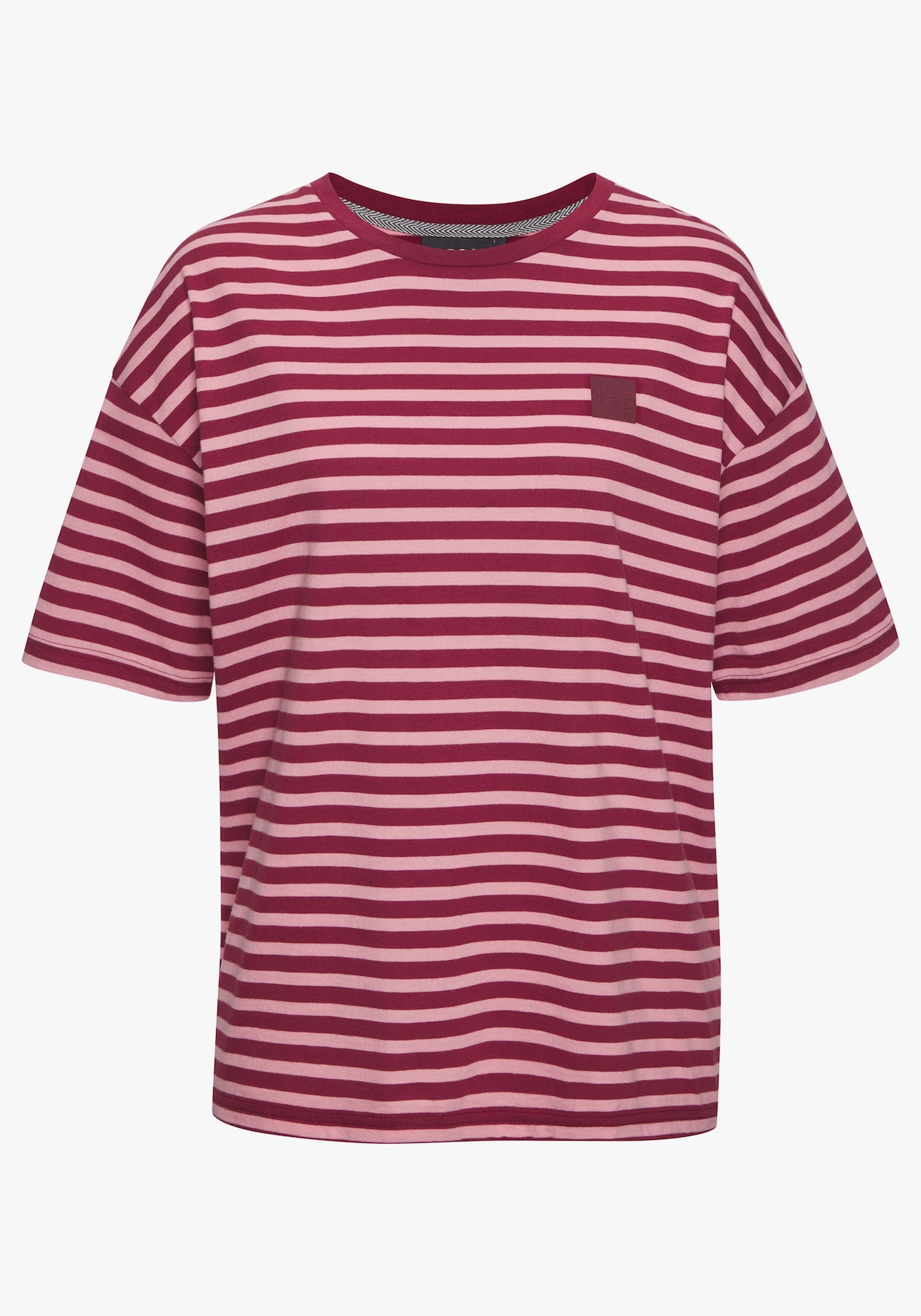 Elbsand T-Shirt - rosé-weinrot gestreift