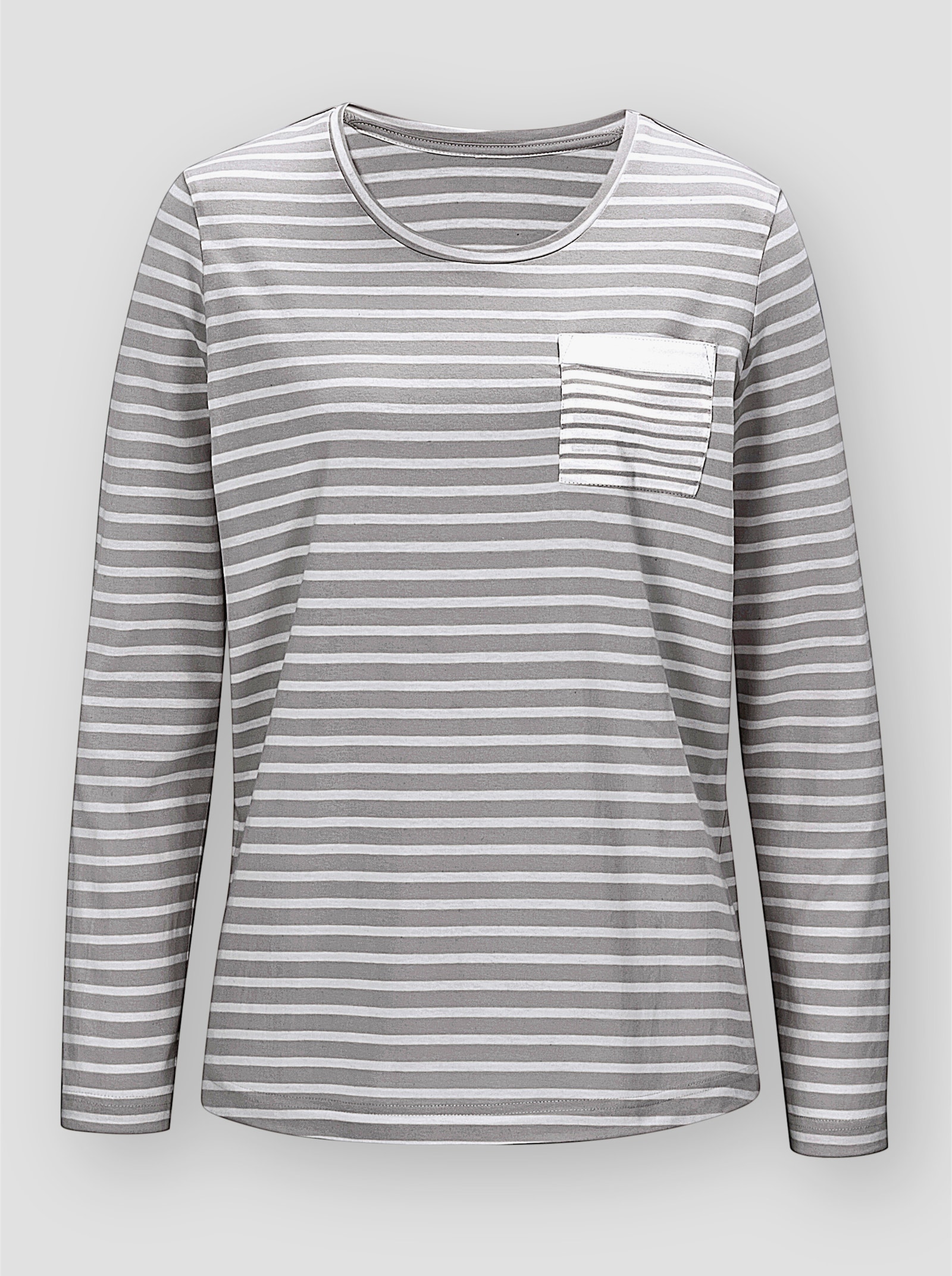 wäschepur Pyjama-Shirt - steengrijs/wit gestreept