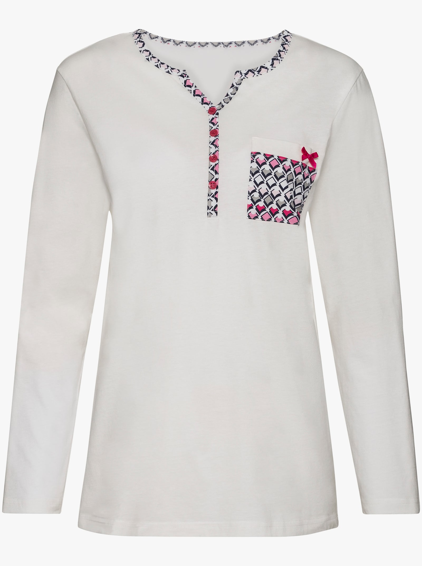 wäschepur Schlafanzug mit Gummizug an den Beinabschlüssen - weiß-bedruckt