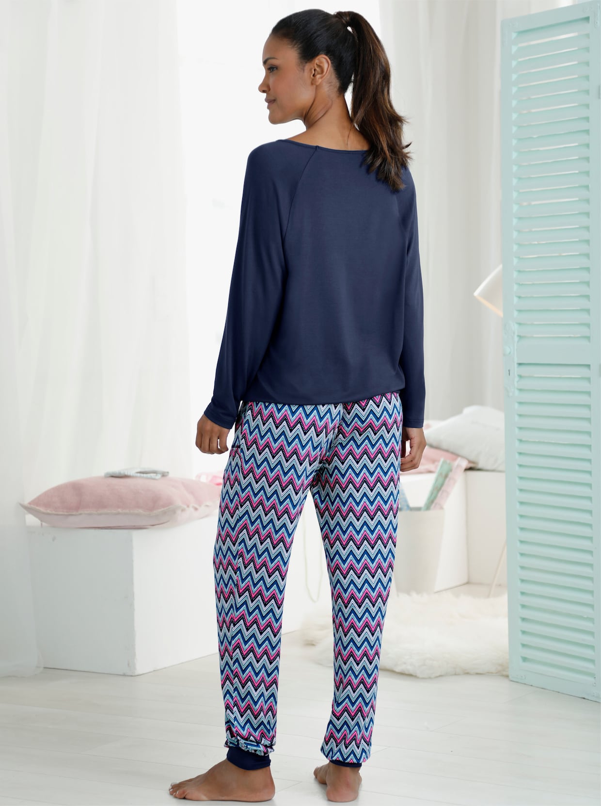 wäschepur Pyjamas - marin, mönstrad