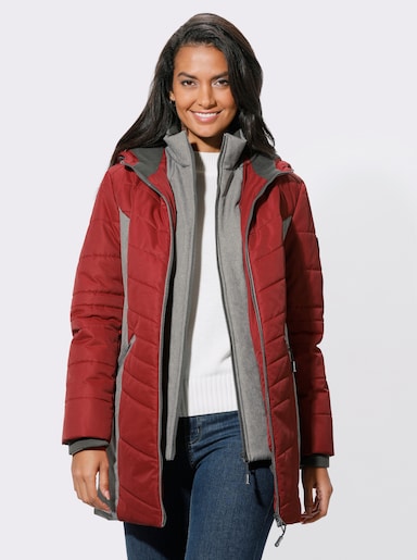 2-in-1-Jacke mit Westen-Einsatz - kirsche-anthrazit