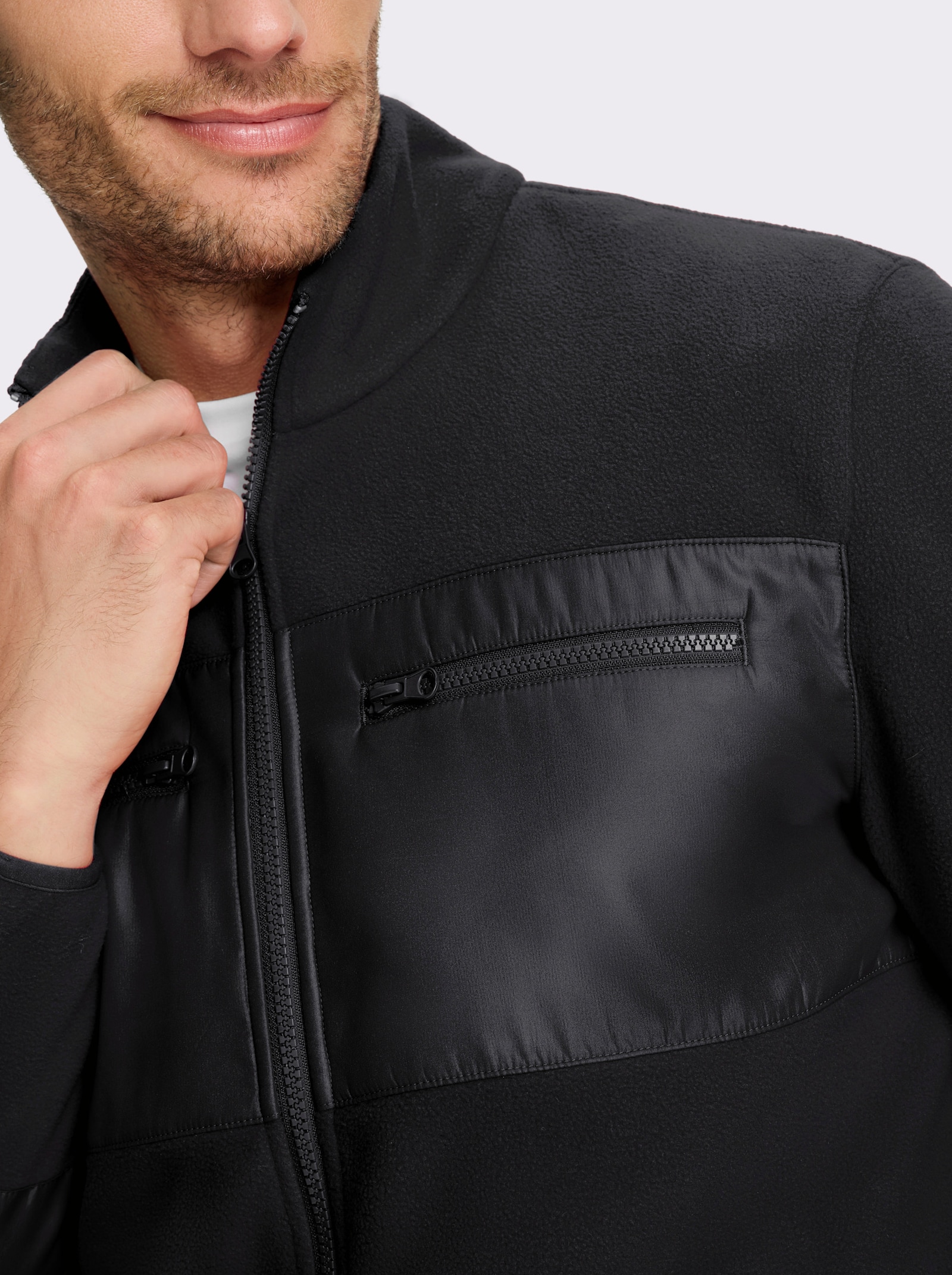 Marco Donati Fleecejacke mit 4 Taschen - schwarz
