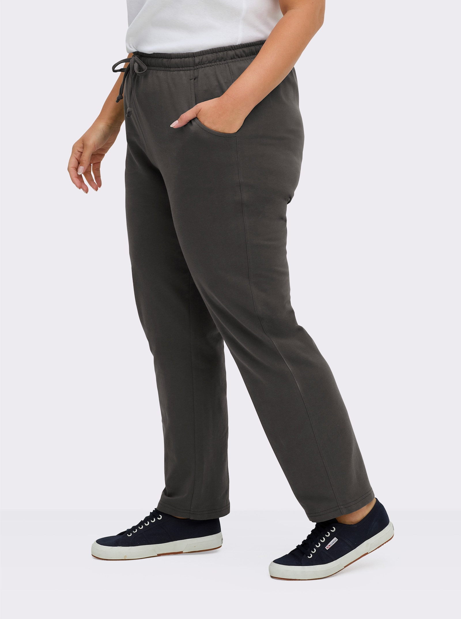 Jerseyhose mit Tunnelzug und Bindeband - graphit