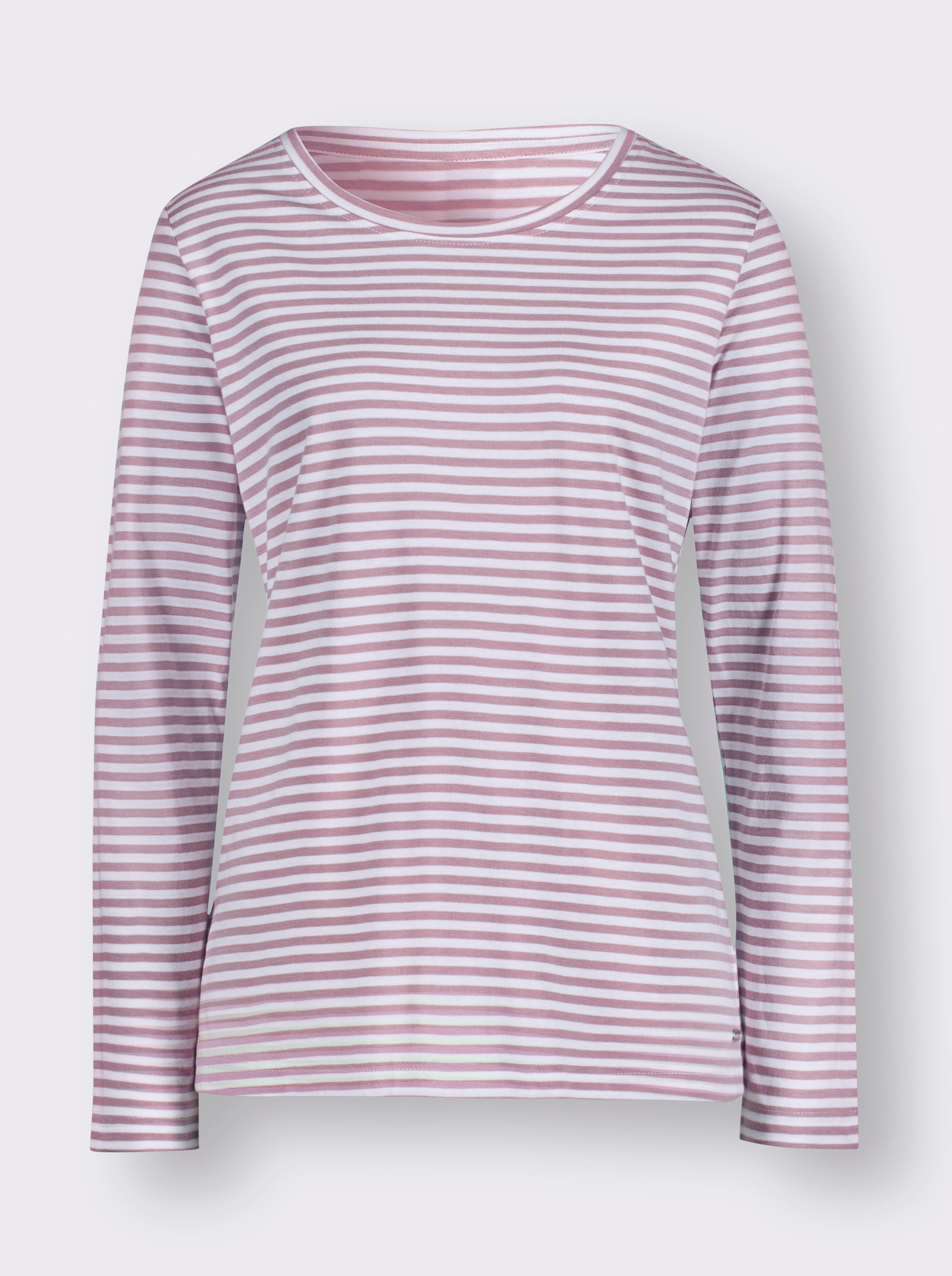 Streifenshirt aus Single-Jersey - rosé-ecru-geringelt