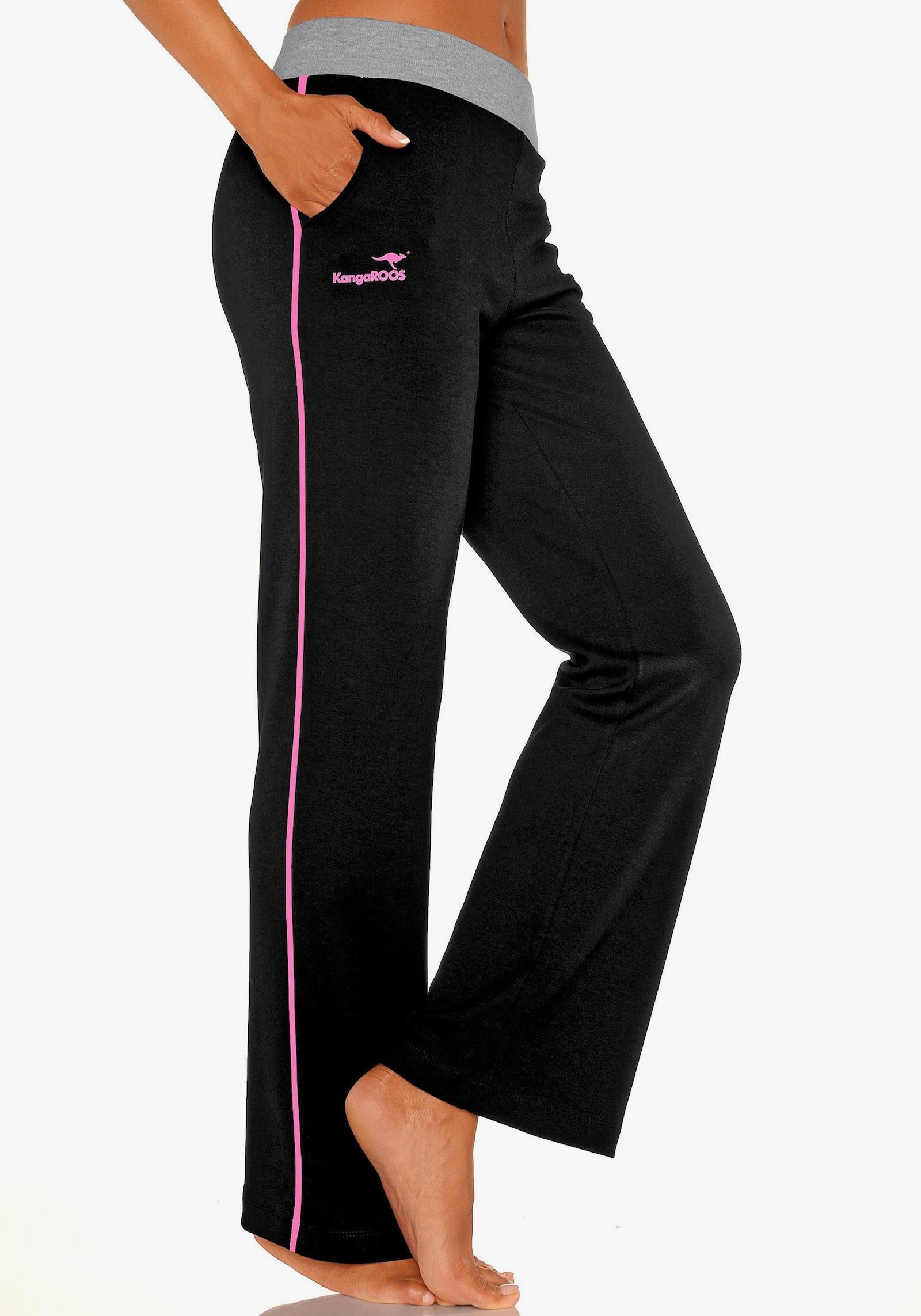 KangaROOS Relaxbroek - zwart/roze/roze