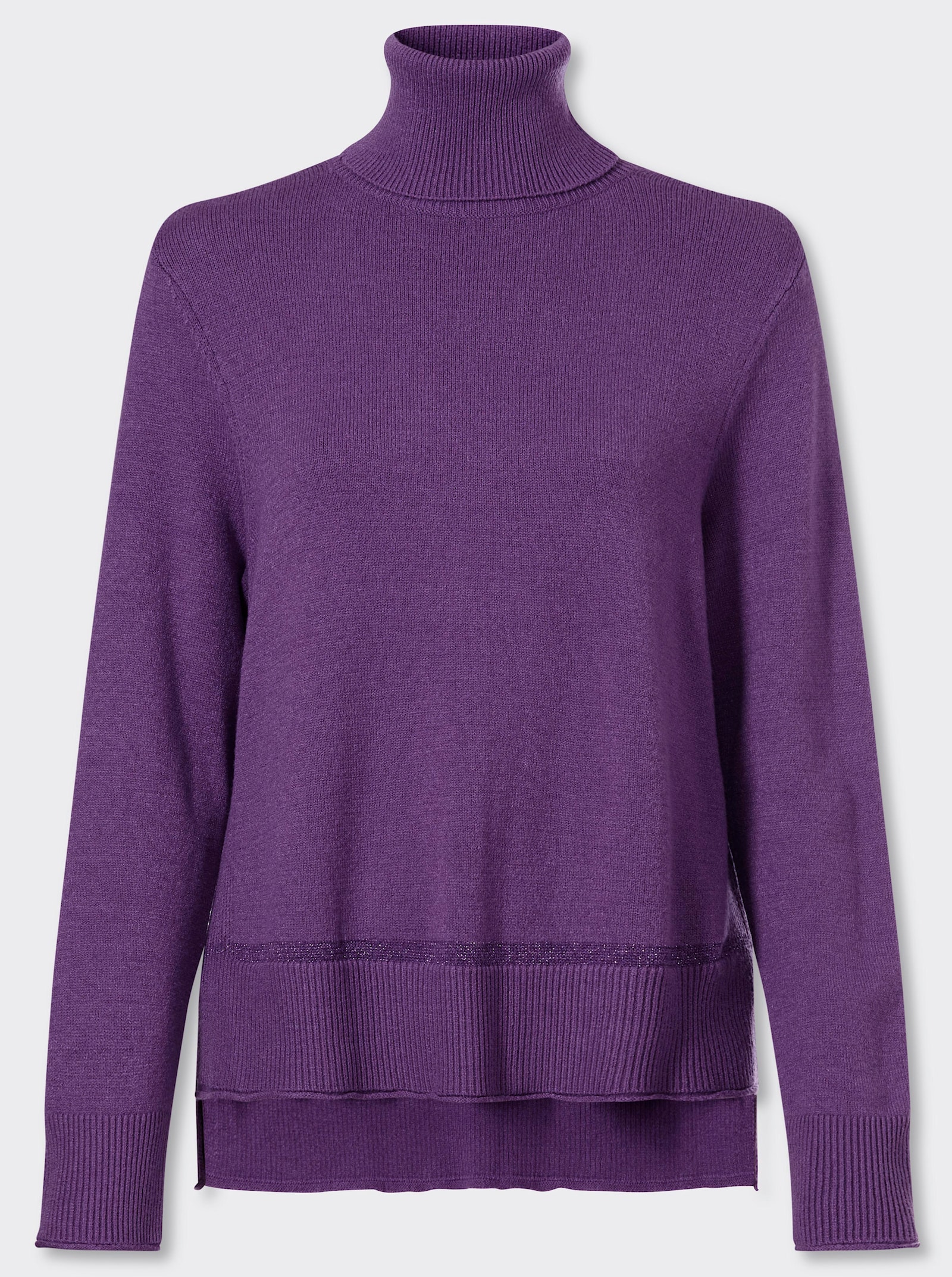 heine Pullover met rolkraag en effectgaren - paars