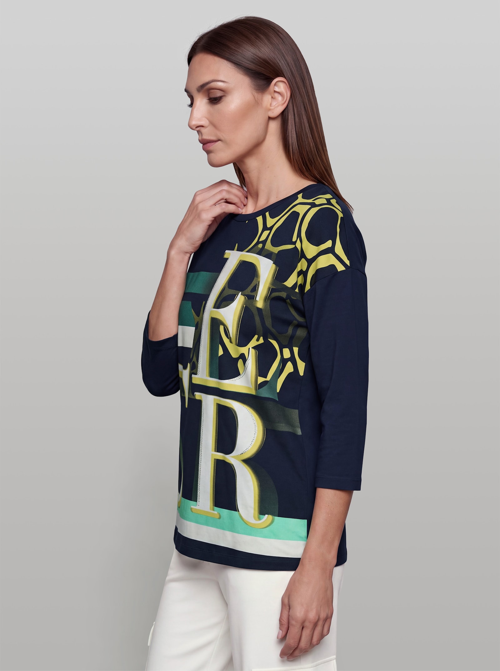 heine 3/4-Arm-Shirt mit Druck-Dessin - marine-blaugrün-bedruckt