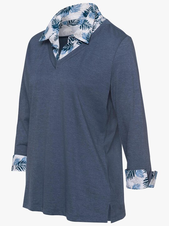 Shirt - rauchblau-meliert