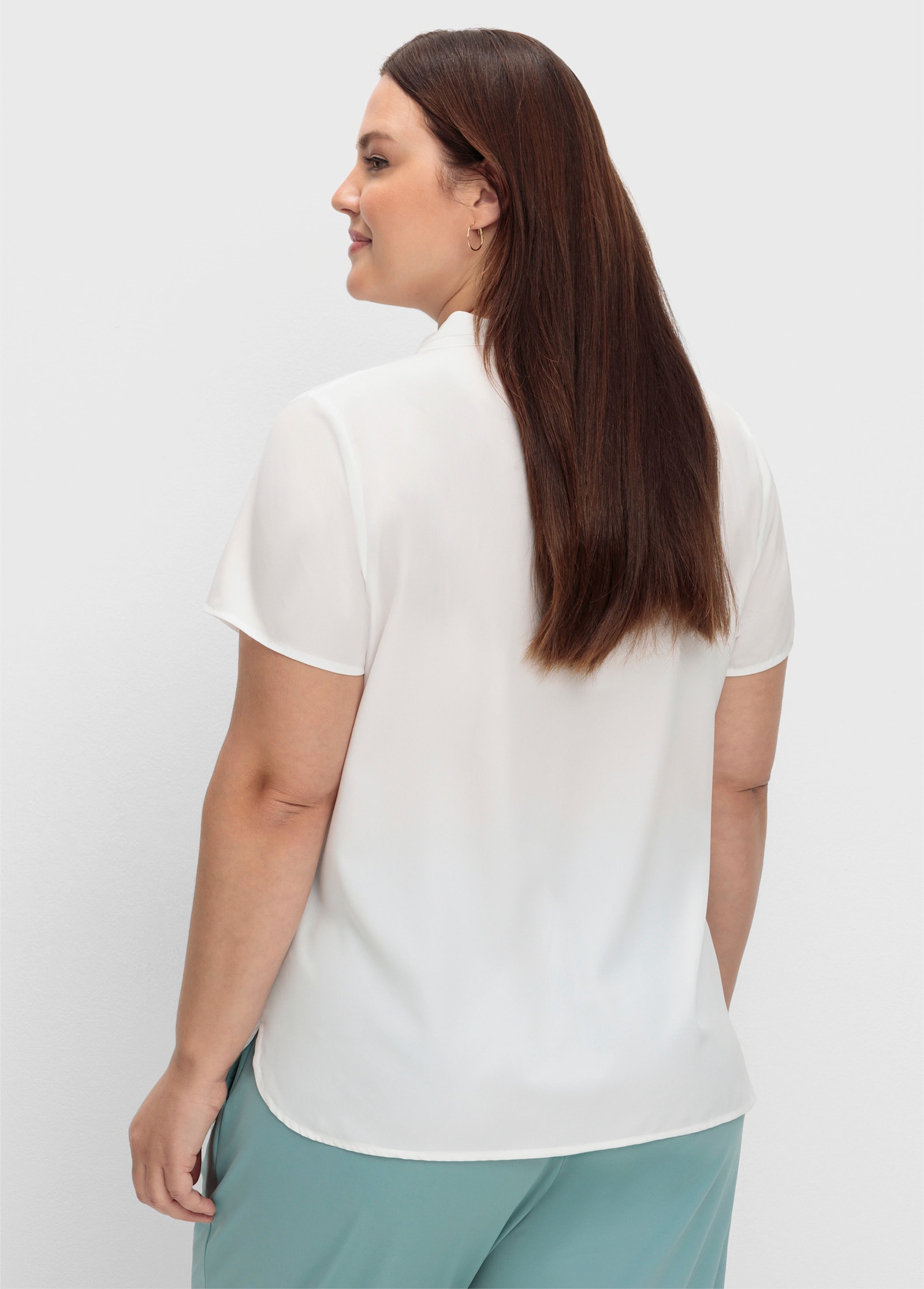 Tunika mit Kellerfalte am V-Ausschnitt - weiß