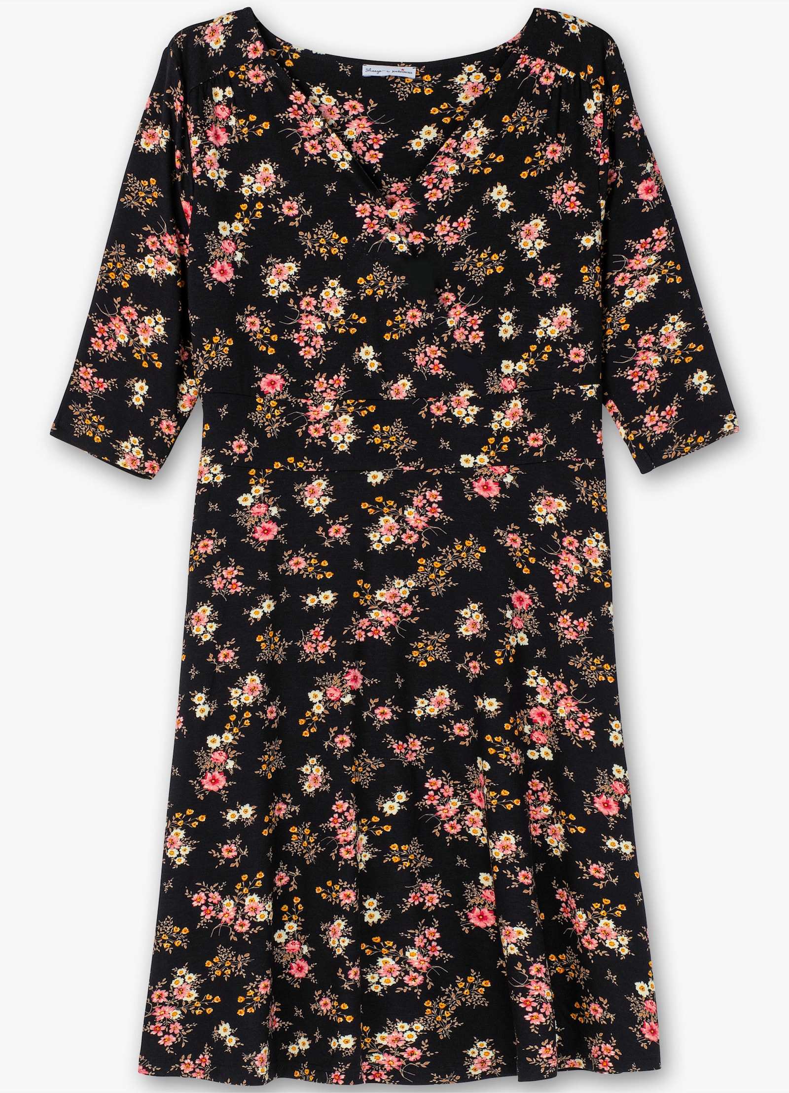 sheego by Joe Browns Jerseykleid in kniebedeckender Länge, Viskose - schwarz-gemustert