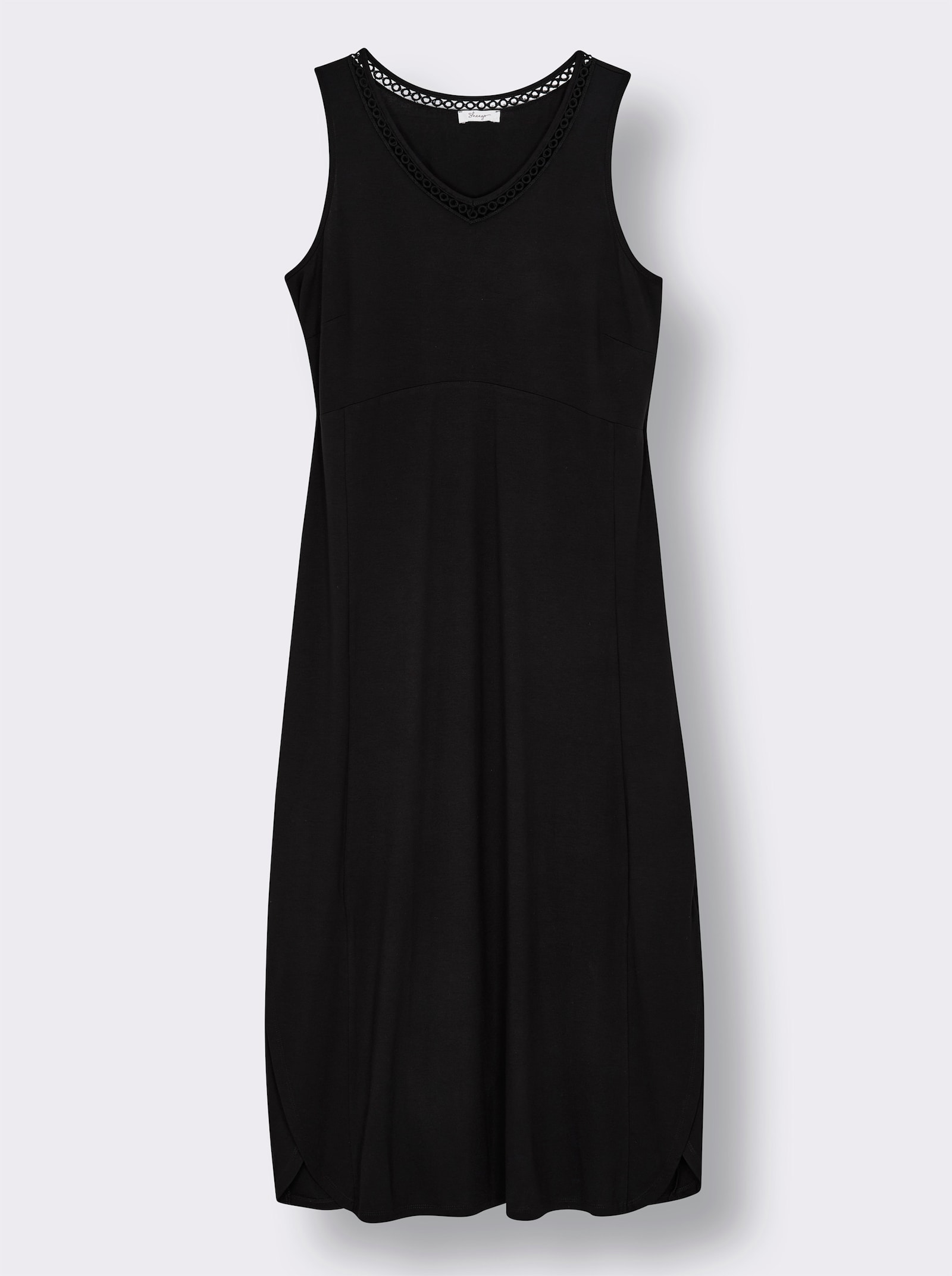 sheego A-Linien-Kleid mit Spitze am Ausschnitt - schwarz