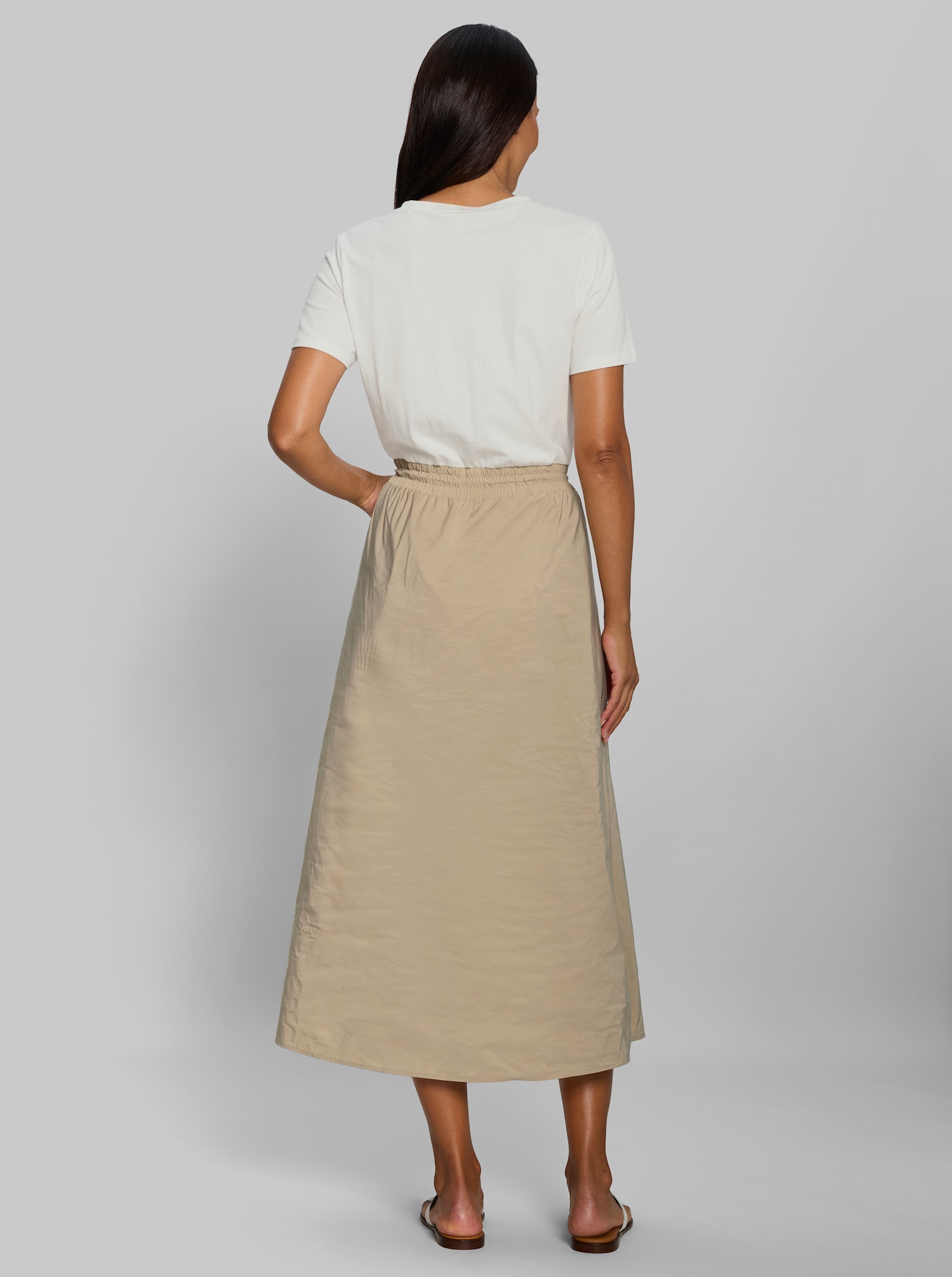 heine Maxikleid im Materialmix - ecru-beige