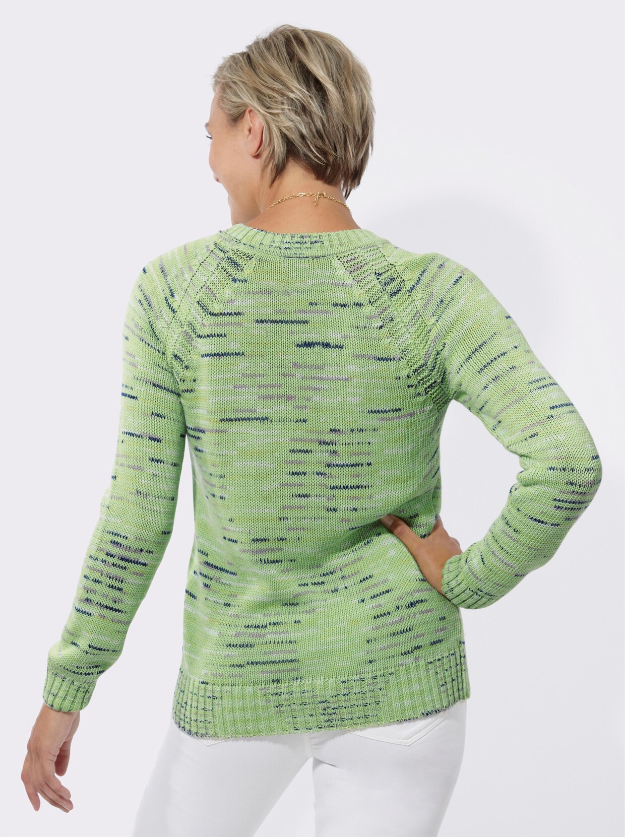Pullover met ronde hals - resedagroen gemêleerd