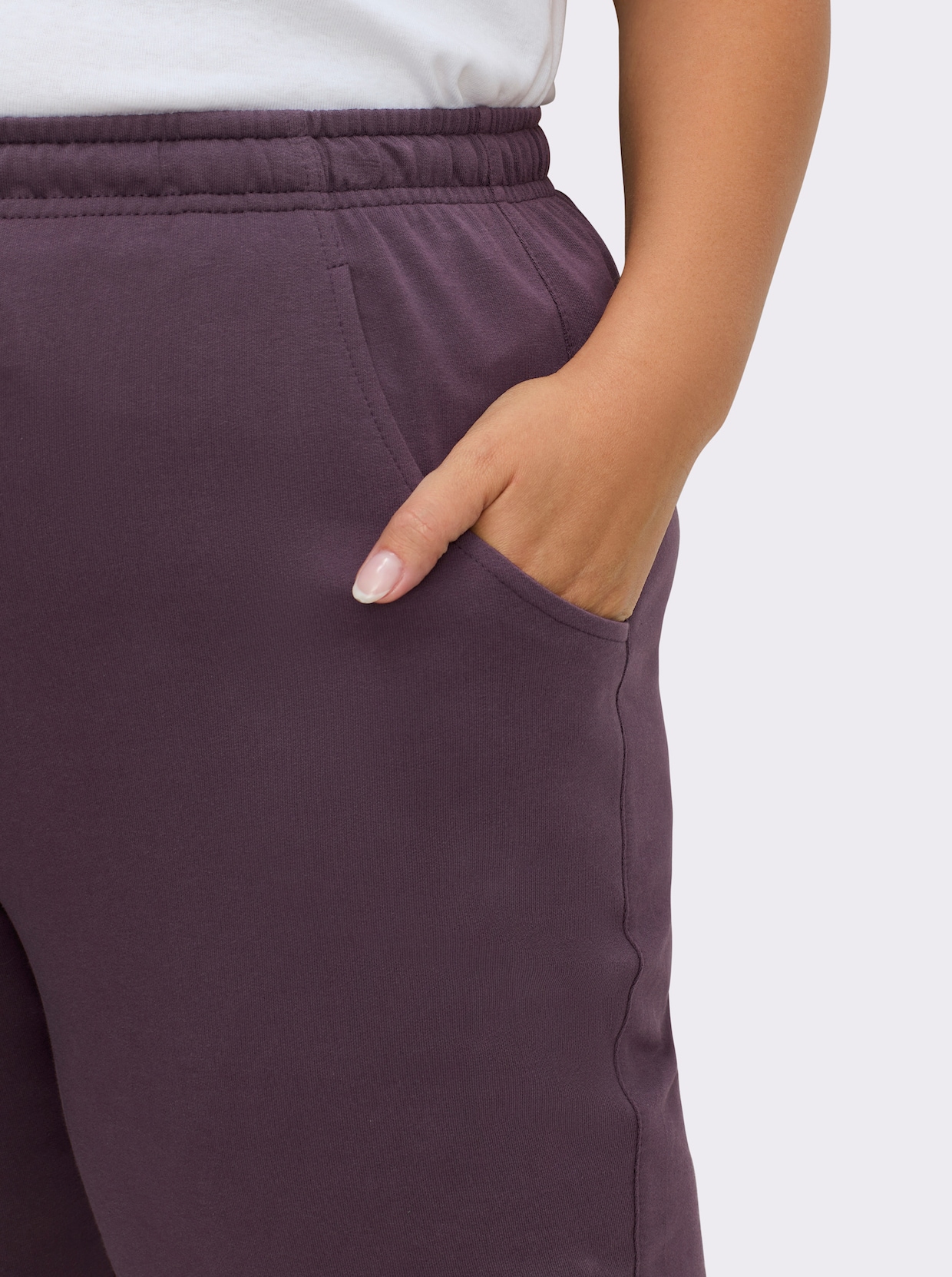 Jerseyhose mit Tunnelzug und Bindeband - aubergine