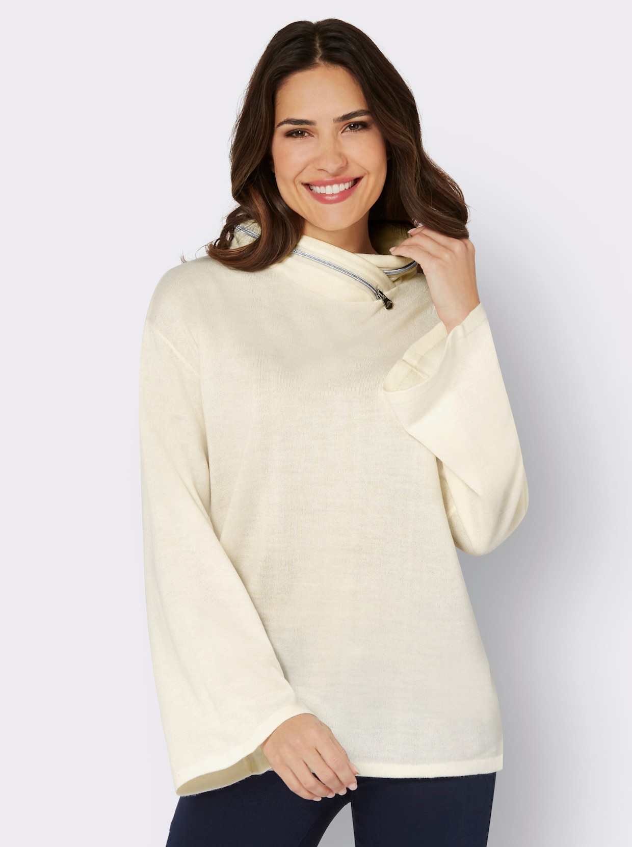 Pullover met opstaande kraag - champagne