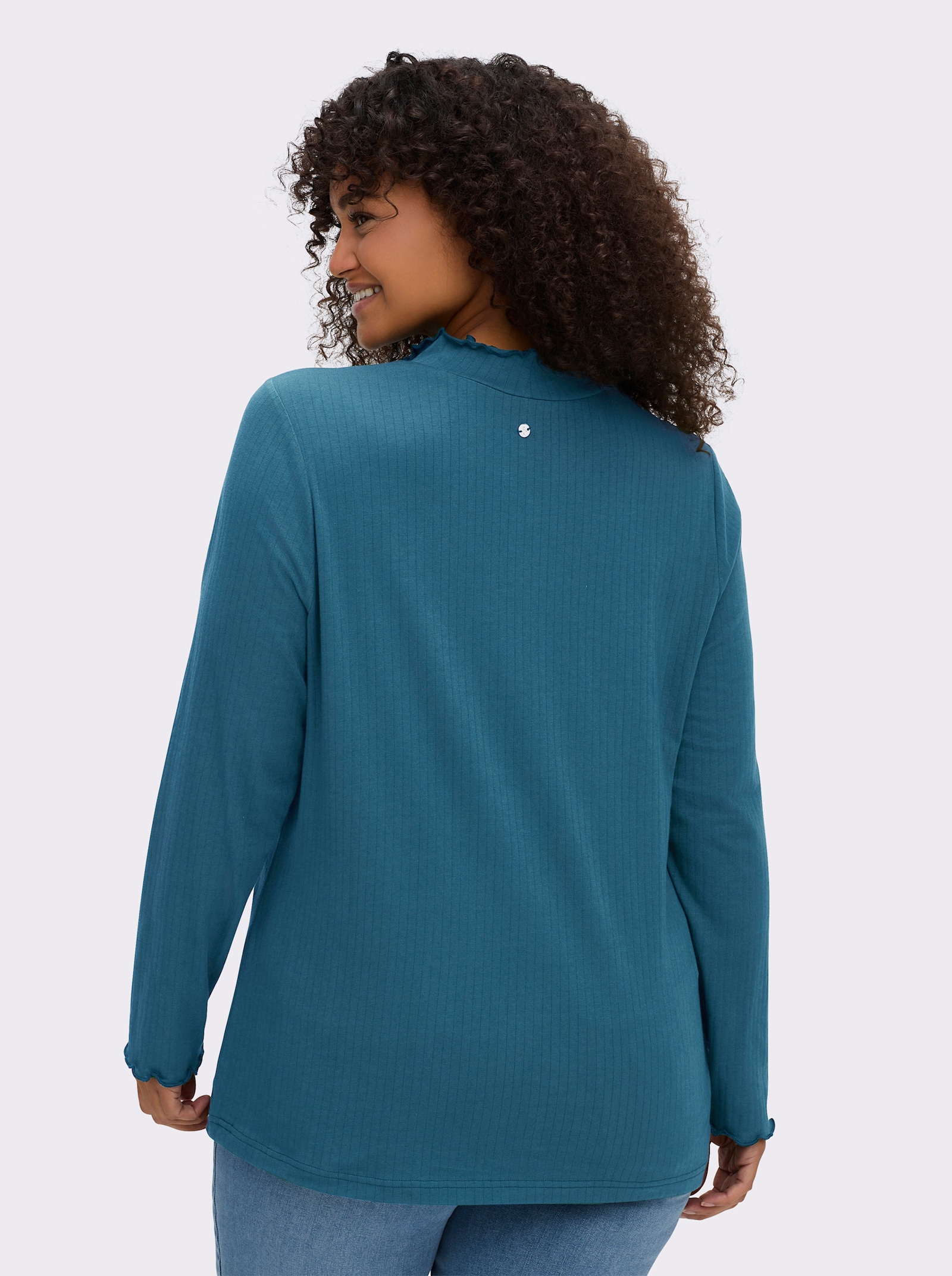 sheego Rollkragenshirt mit Baby-Lock-Nähten - topas