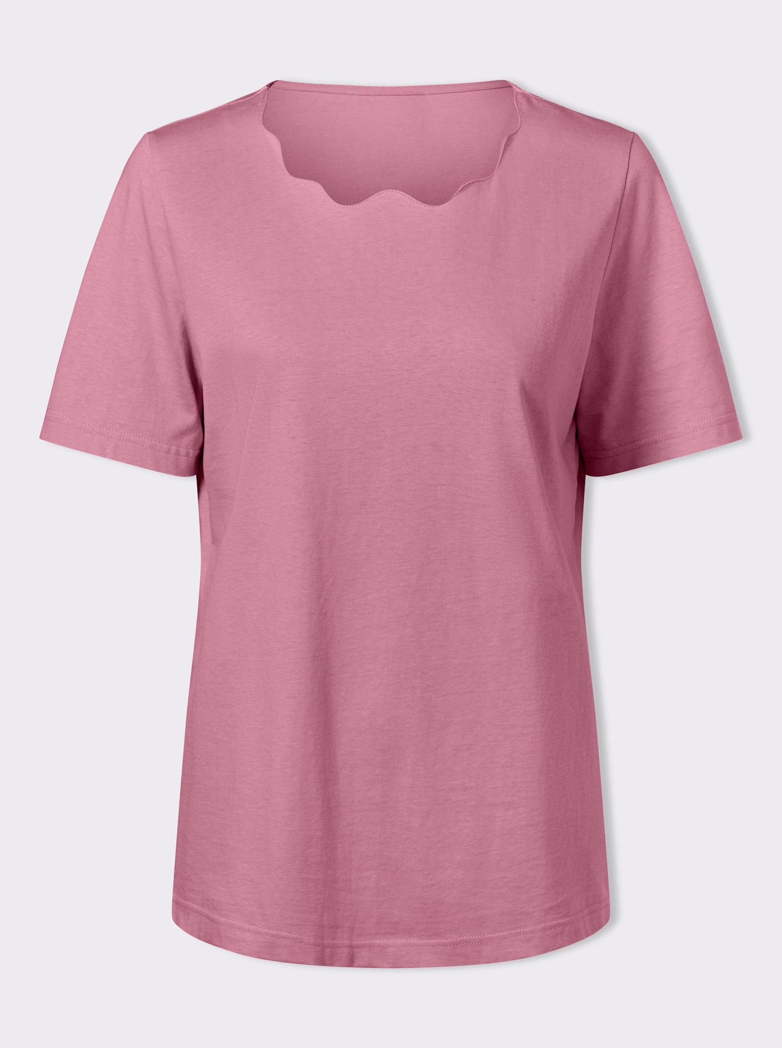 Shirt met korte mouwen en golvende rand - oudroze