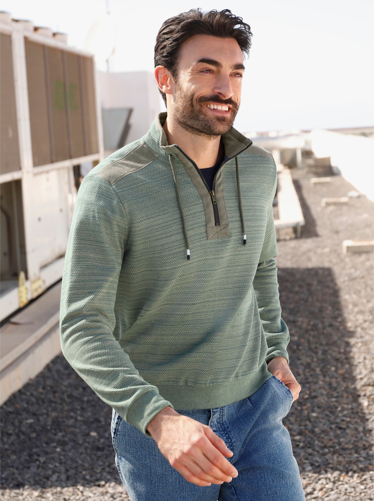 Marco Donati Sweatshirt - kaki gemêleerd