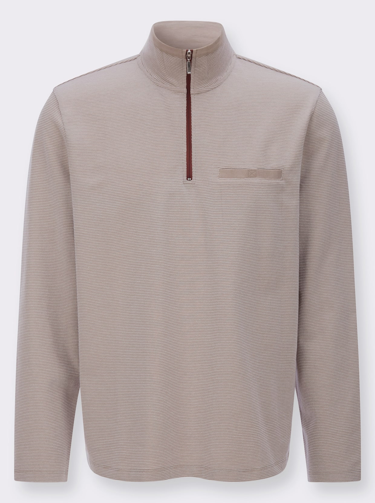 Sweatshirt mit Brusttasche - sesam-gemustert