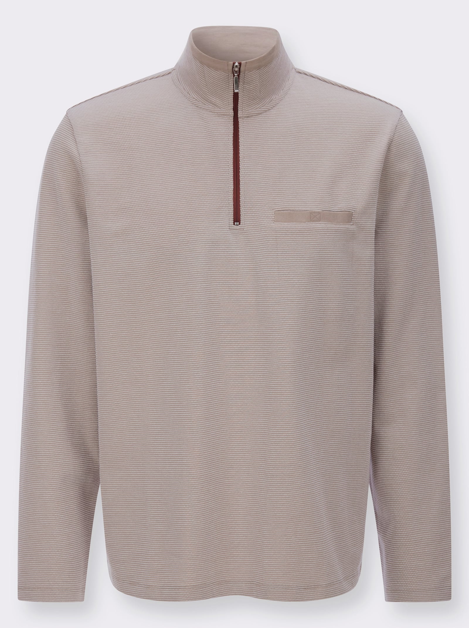 Sweatshirt mit Brusttasche - sesam-gemustert