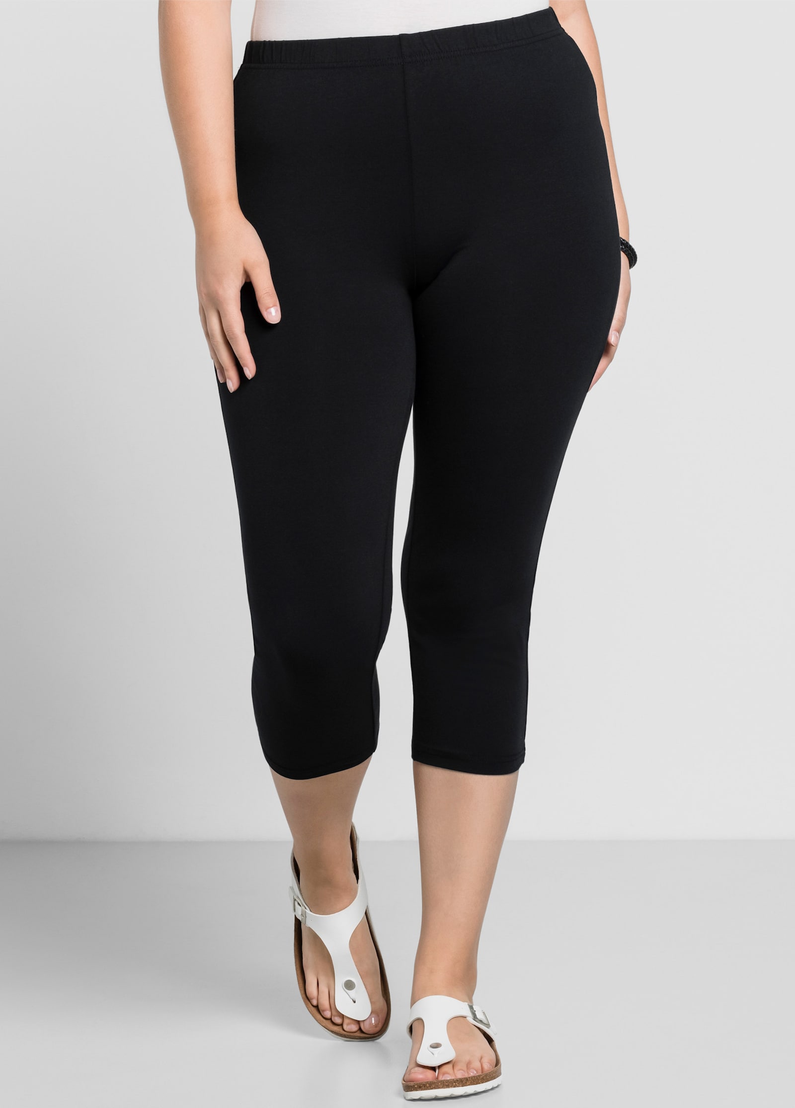 sheego Caprileggings mit Gummizugbund - schwarz