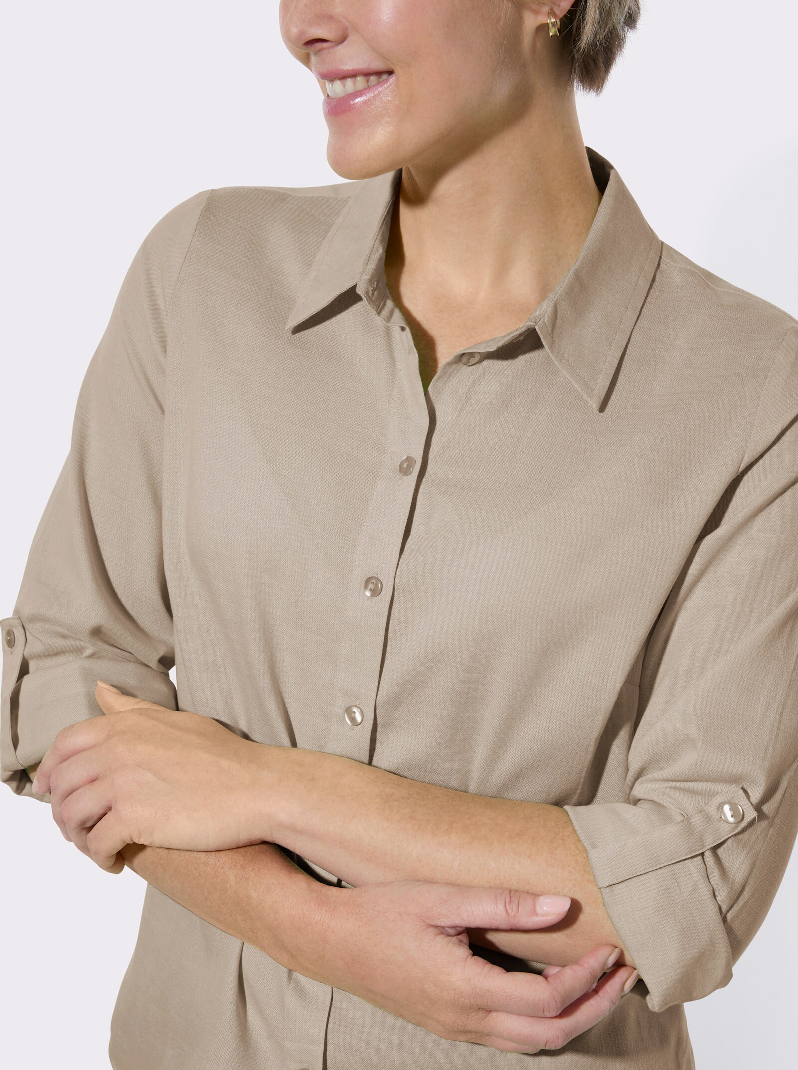 Hemdbluse in Melange-Optik - sand-meliert