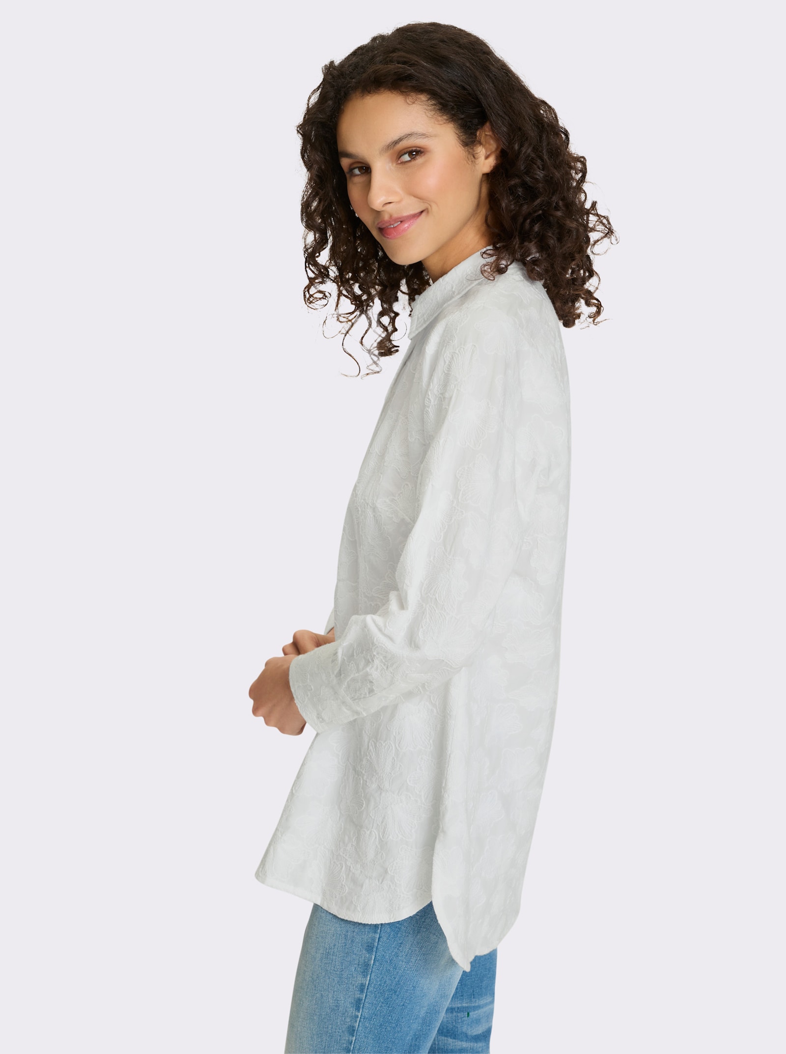 heine Baumwollbluse mit Strukturmuster - ecru