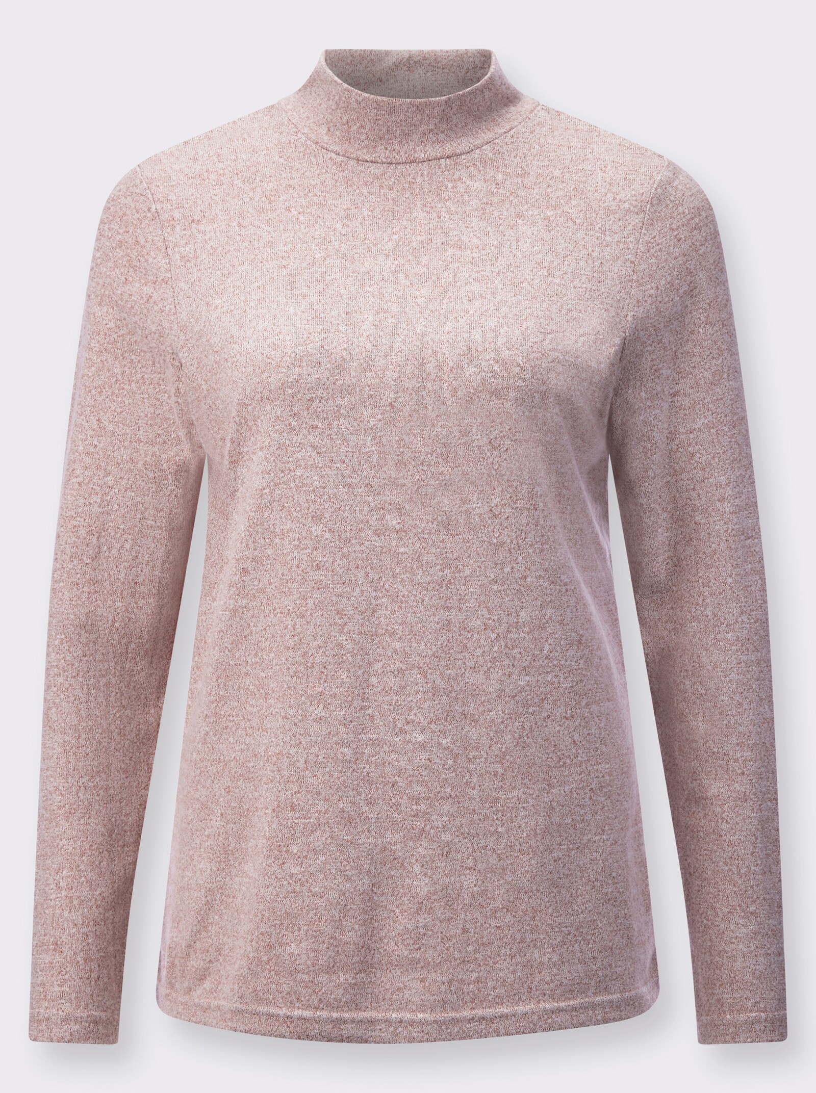 Stehkragenshirt in wärmender Qualität - rosenholz-meliert