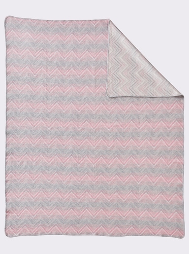 heine home Plaid mit grafischem Dessin - grau-rosé
