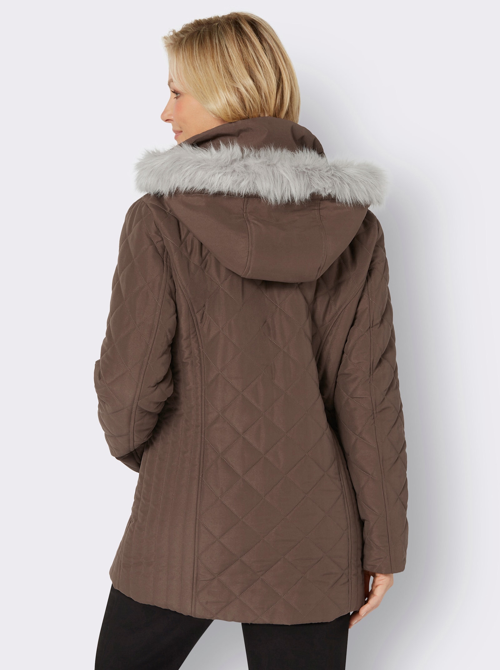 Steppjacke mit abnehmbarer Kapuze - schoko