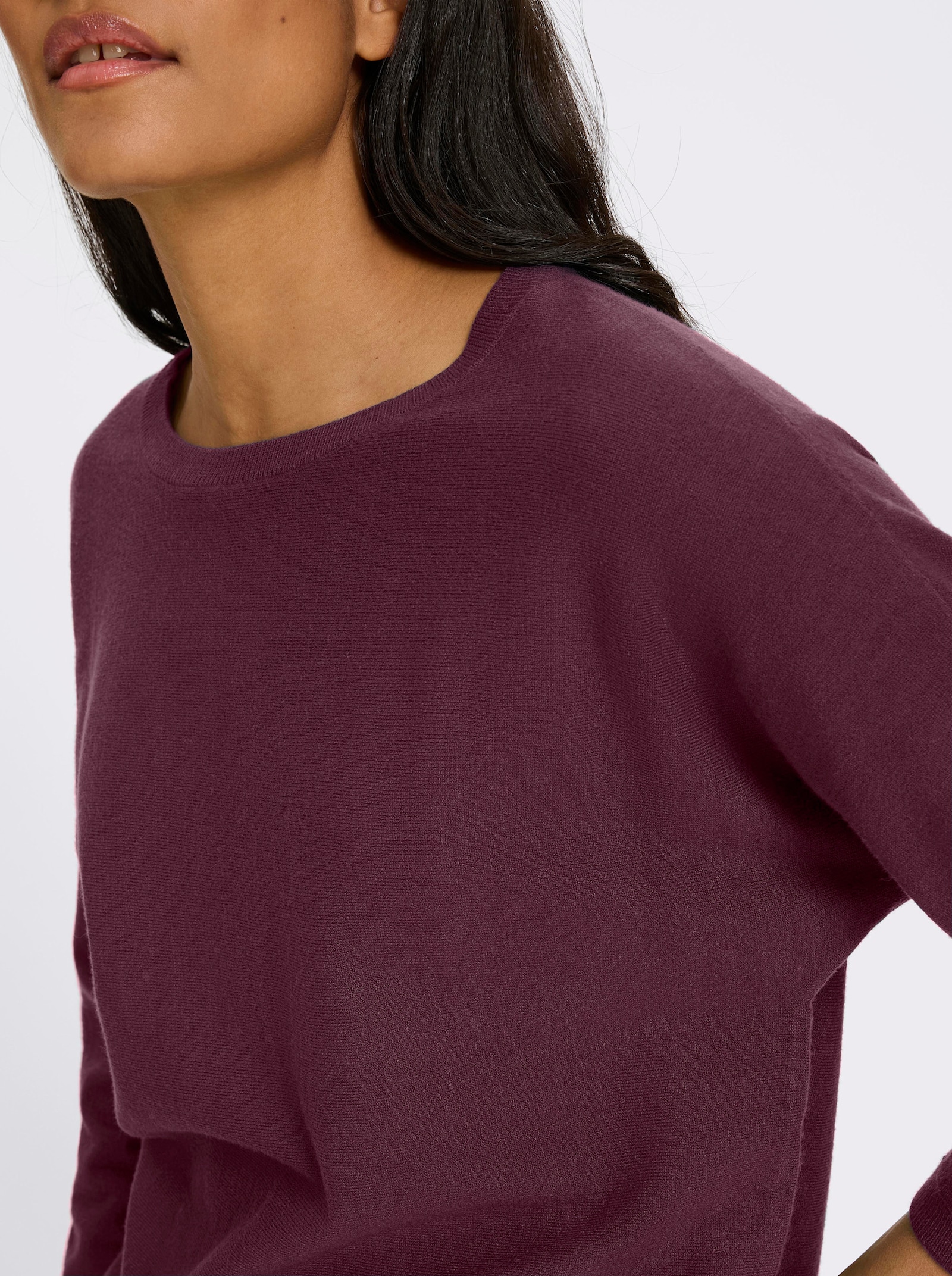 heine Fledermauspullover mit Rippenbündchen - burgund