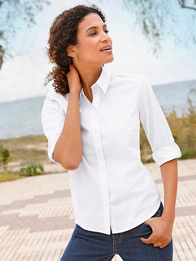 Langarm-Bluse - ecru