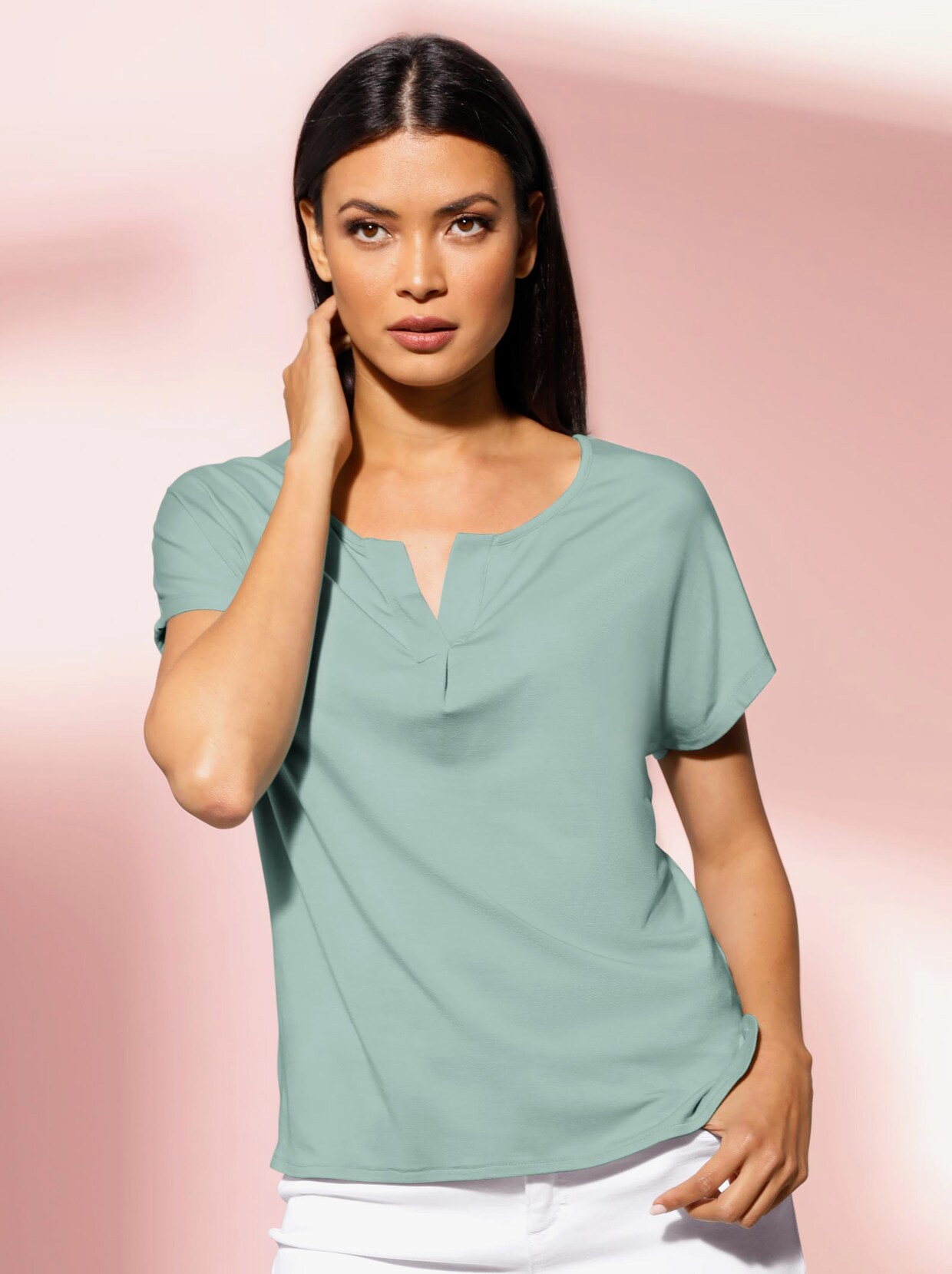 Creation L Premium Modal-Seiden-Shirt - kalkmint