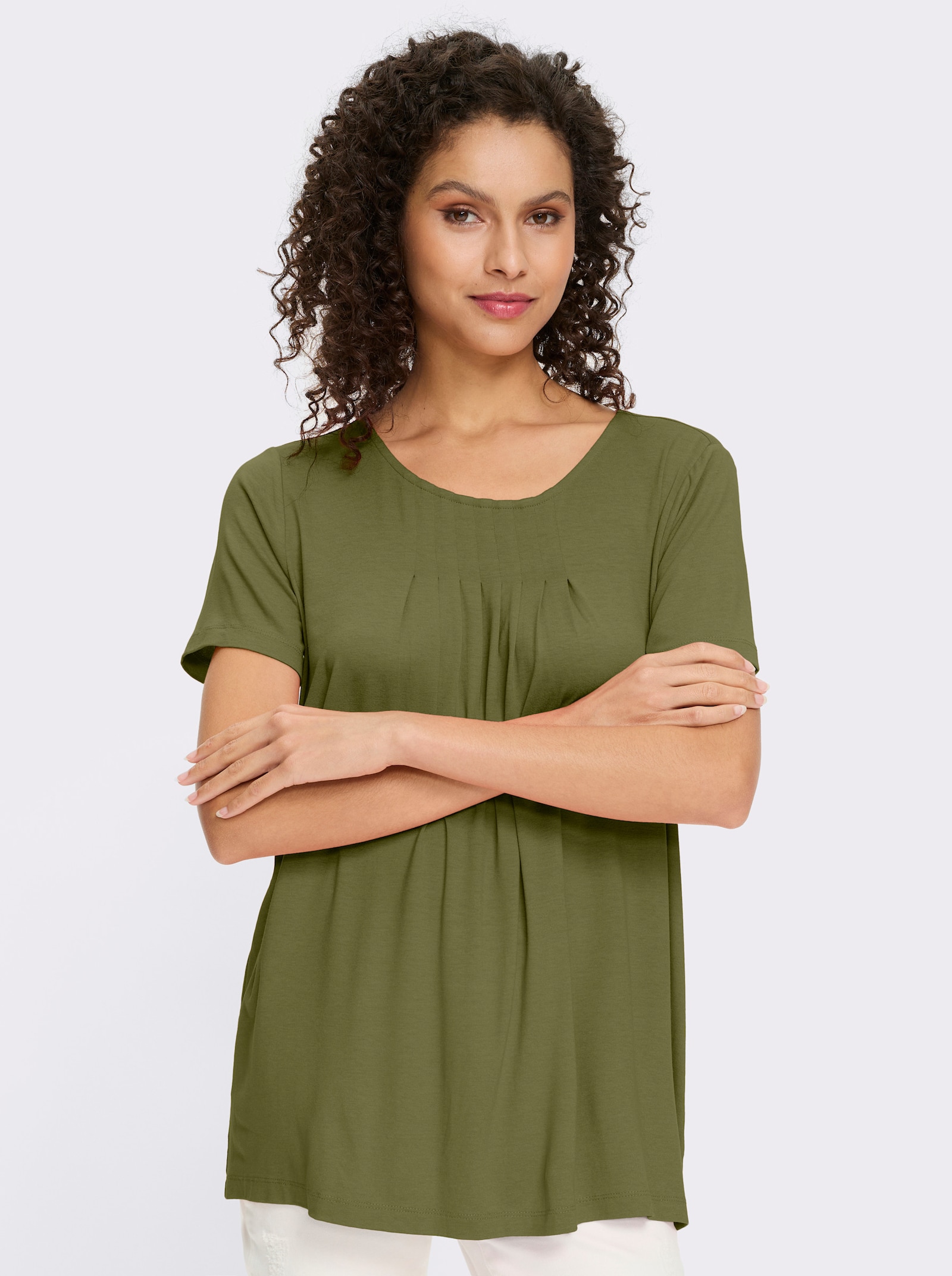 heine T-Shirt in A-Form - oliv