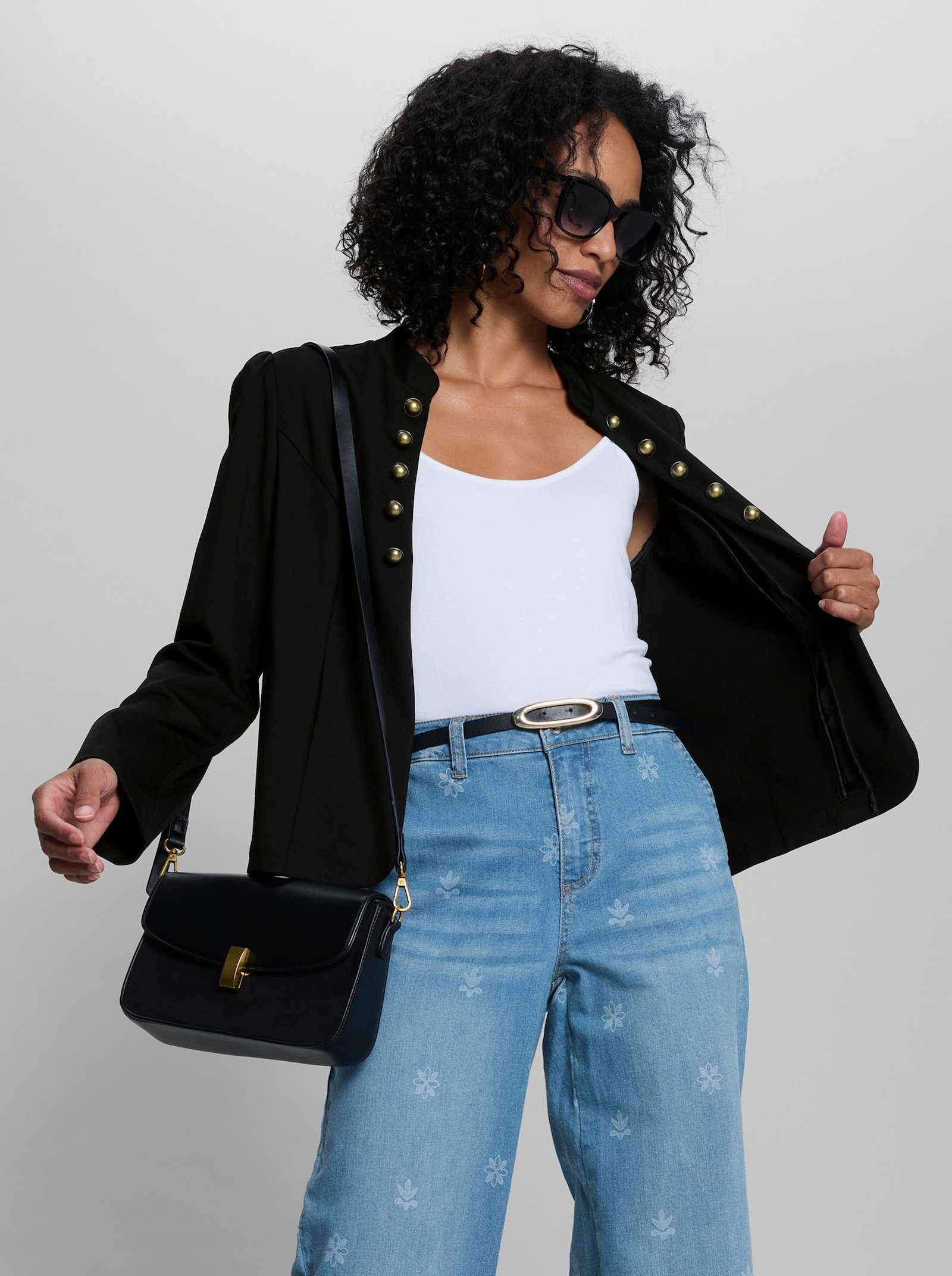 heine Jerseyblazer mit Puffärmeln - schwarz