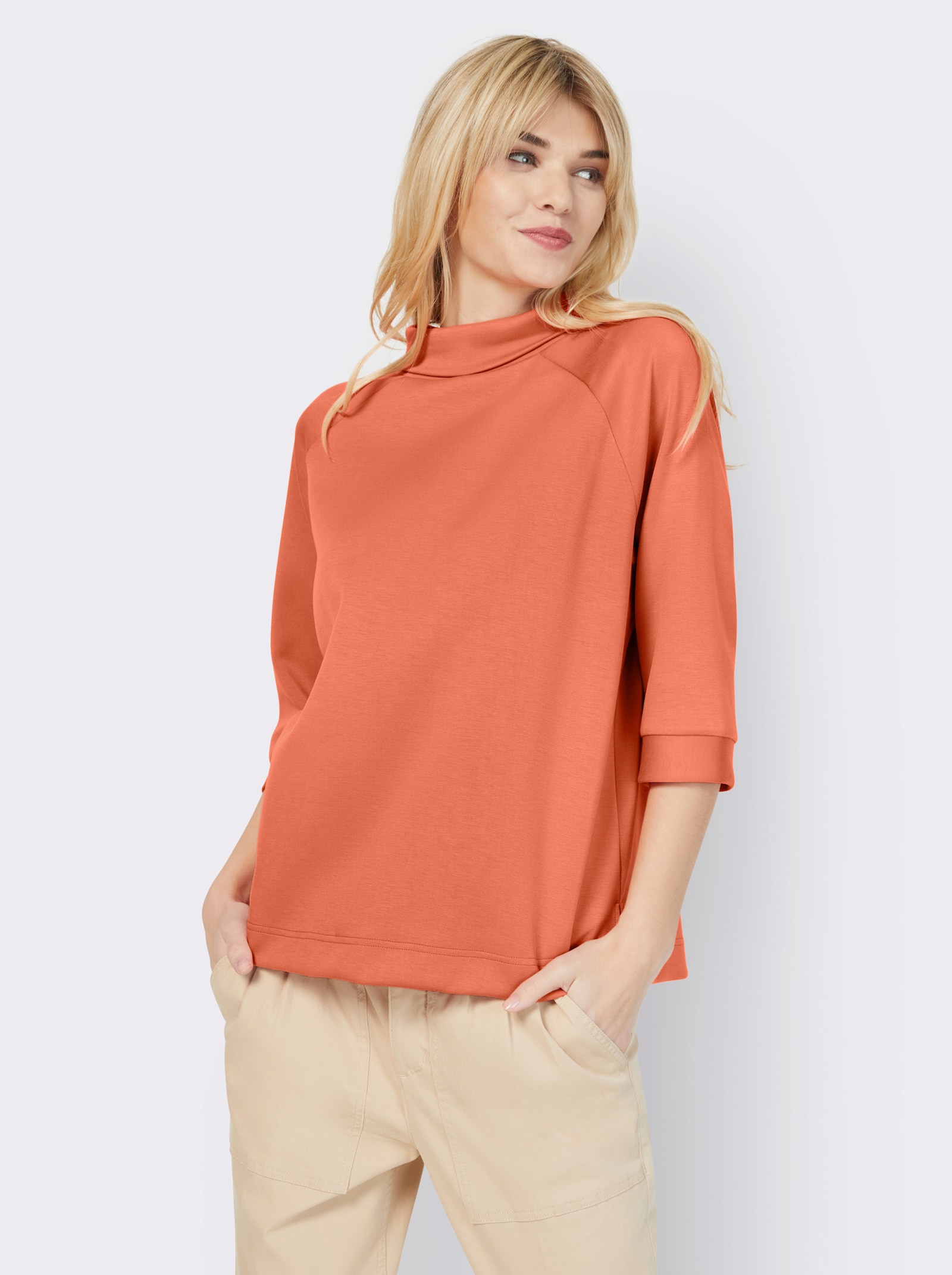 heine Sweatshirt mit Stehkragen - papaya