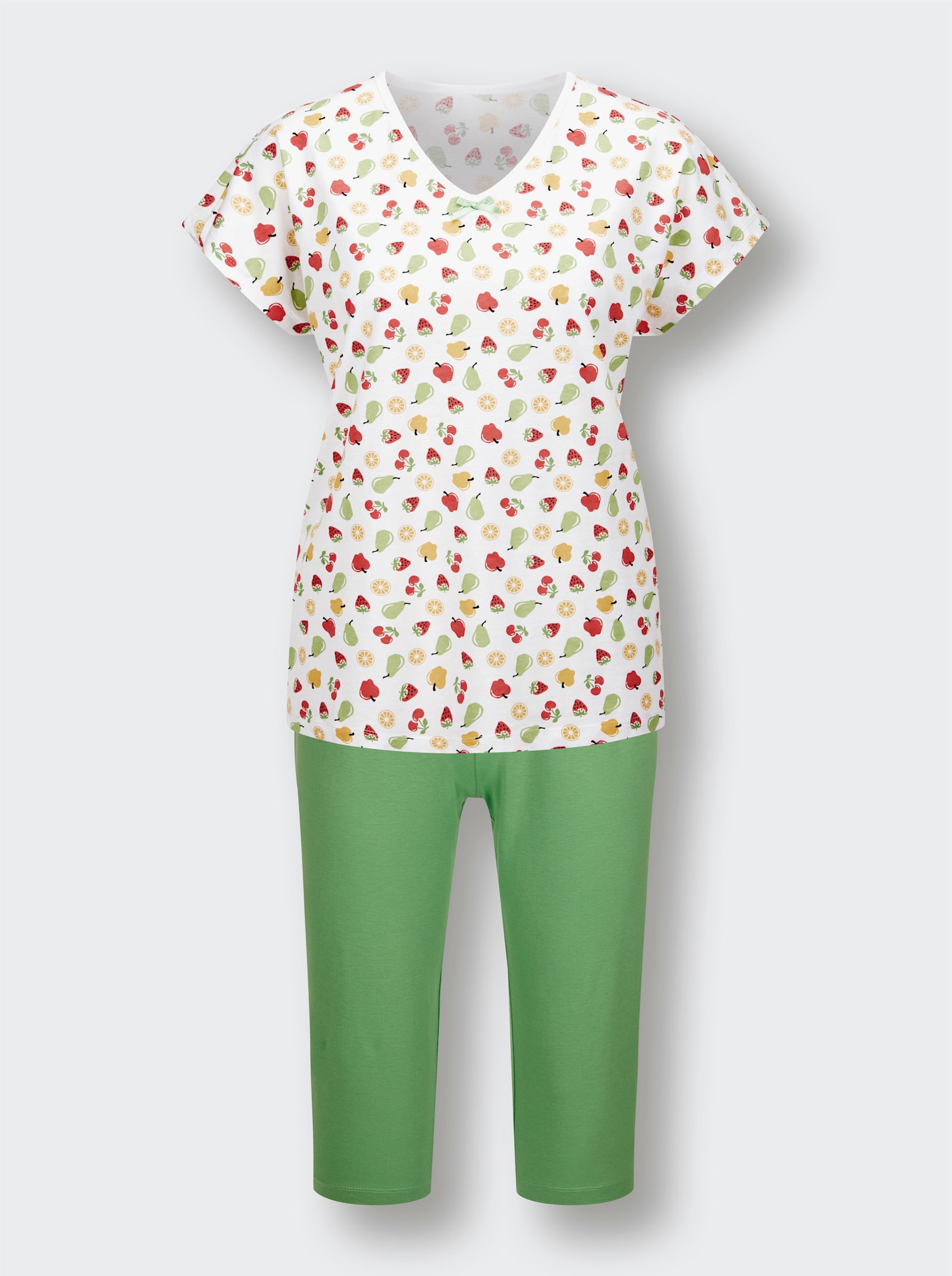 wäschepur Pyjamasar med capribyxa med resårlinning - äpple + vit-med tryck