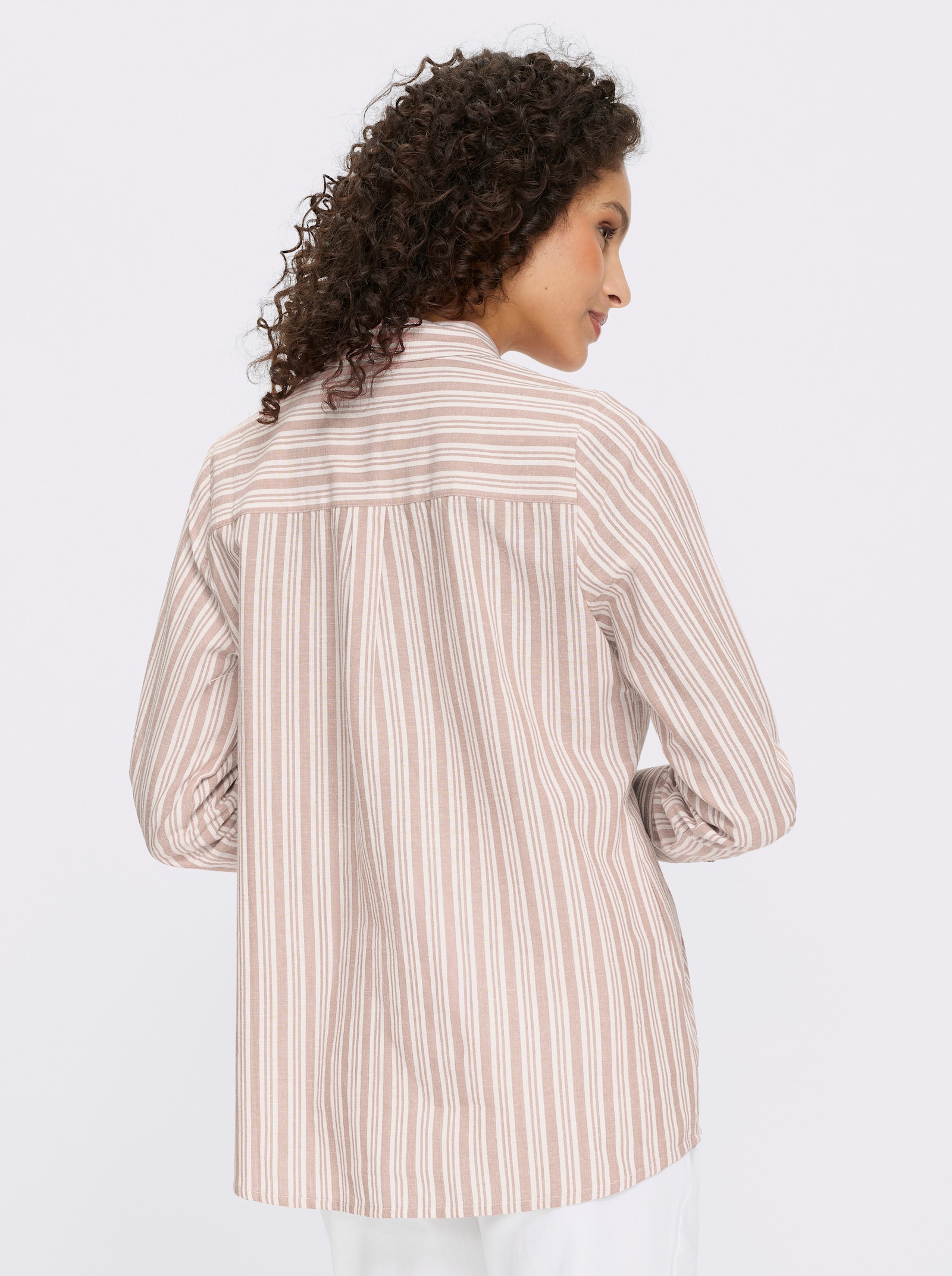 heine Gestreifte Bluse mit Leinen-Anteil - ecru-sesam-gestreift